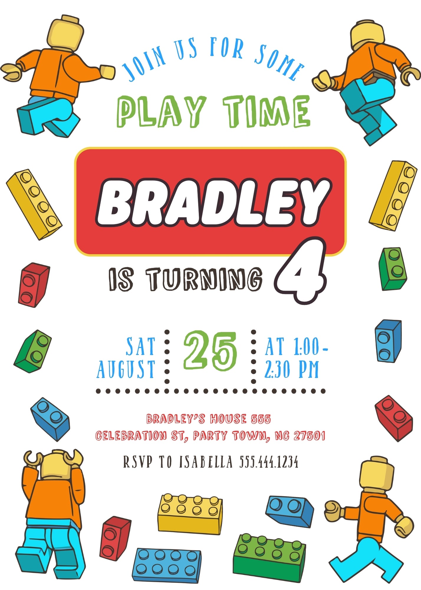 Lego Minifigures customizable invitation template | Share or Print | KE131