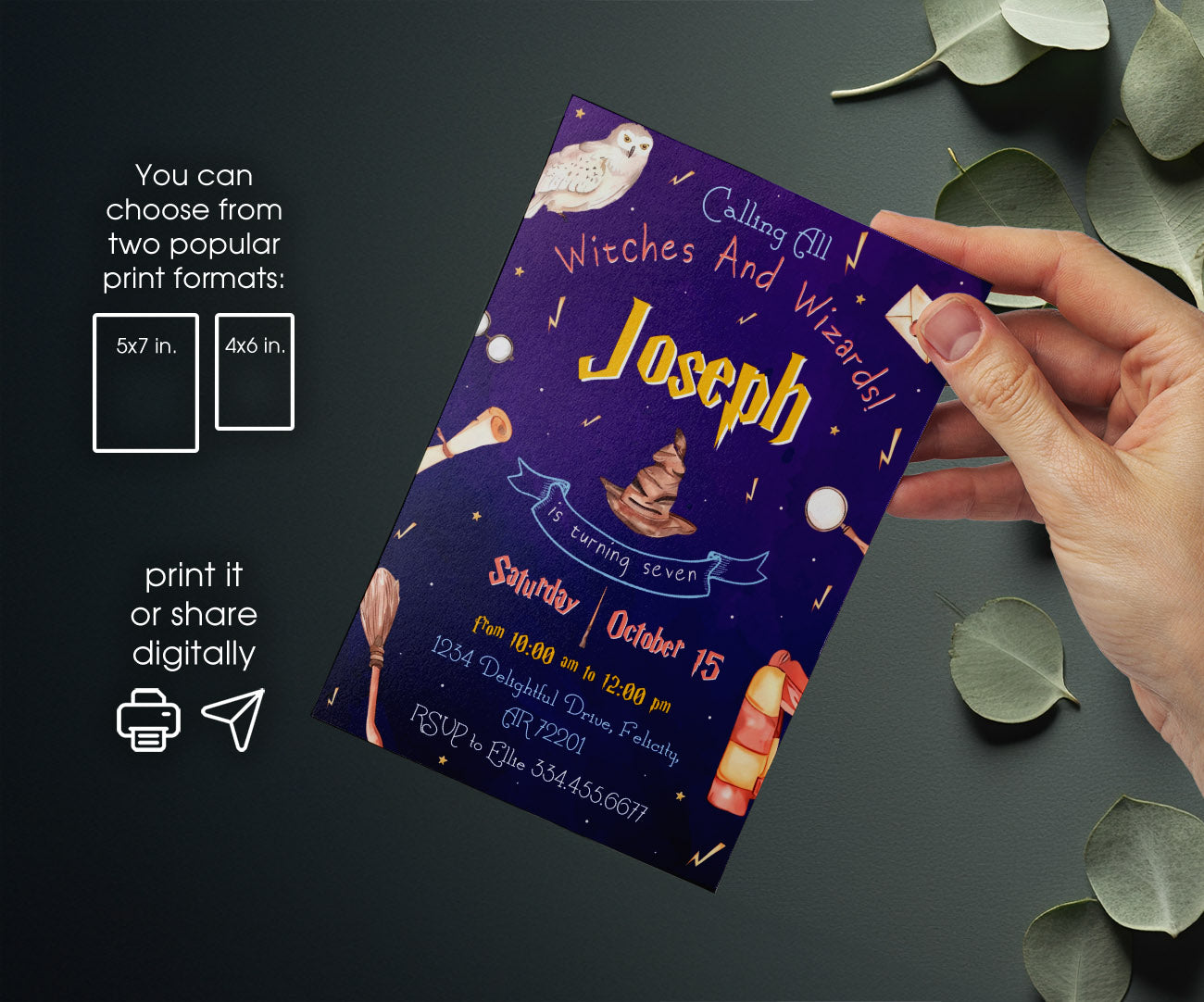 Harry Potter customizable invitation template | Share or Print | EE750