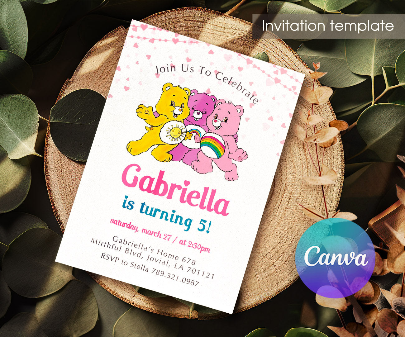 Care Bears customizable invitation template | Share or Print | US832