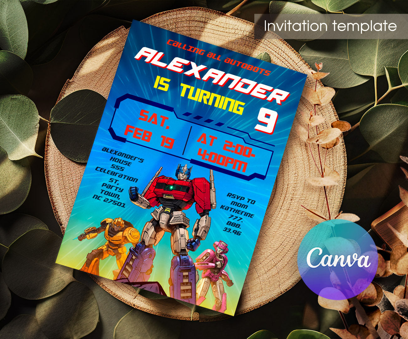 Transformers Rescue Bots customizable invitation template | Share or Print | boy | EO490
