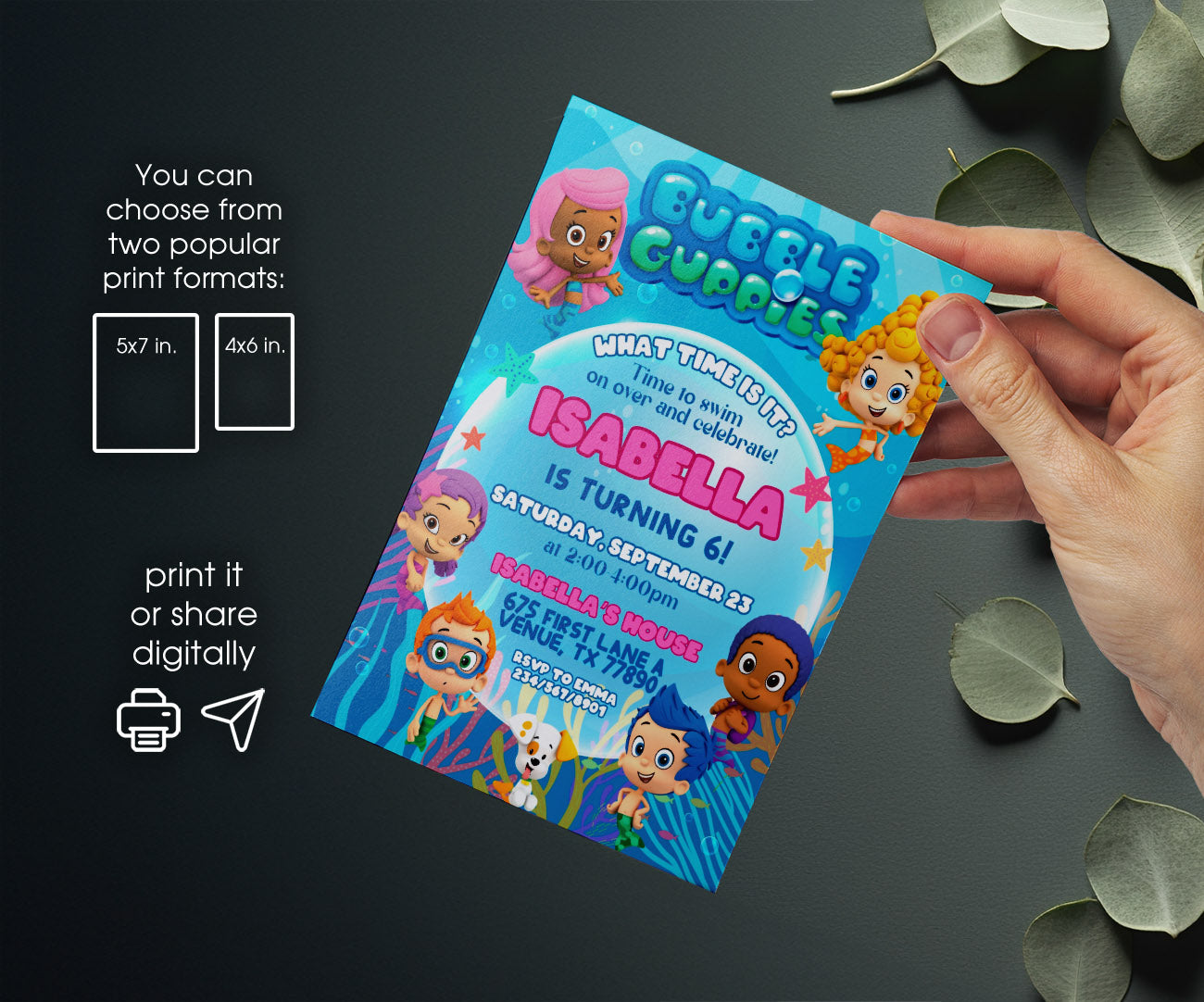 Bubble Guppies customizable invitation template | Share or Print | YQ562