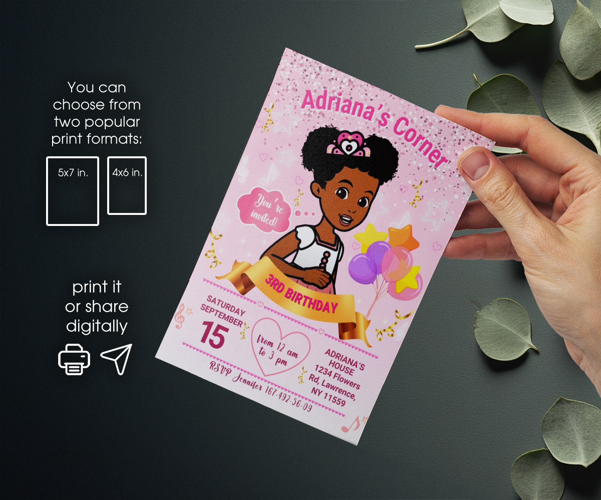 Gracie's Corner Music customizable invitation template | Share or Print | girl | FN430
