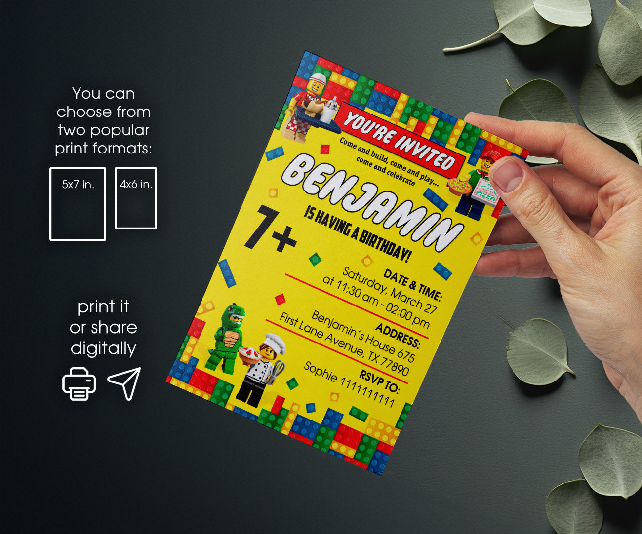 Lego Minifigures customizable invitation template | Share or Print | CO171