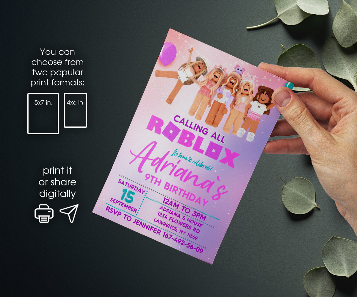 Roblox Gamer customizable invitation template | Share or Print | CN946