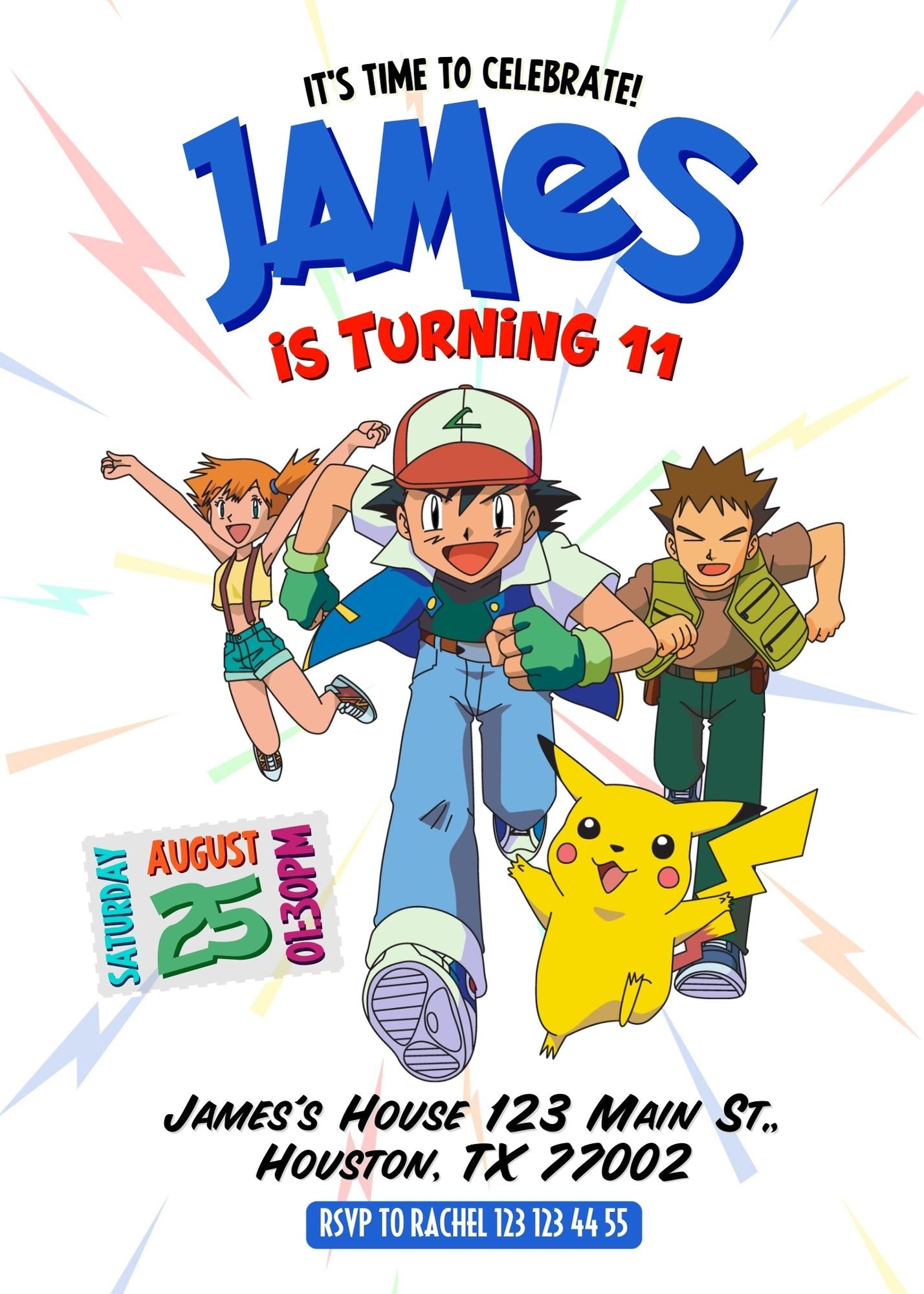 Pokemon Pikachu customizable invitation template | Share or Print | TD587