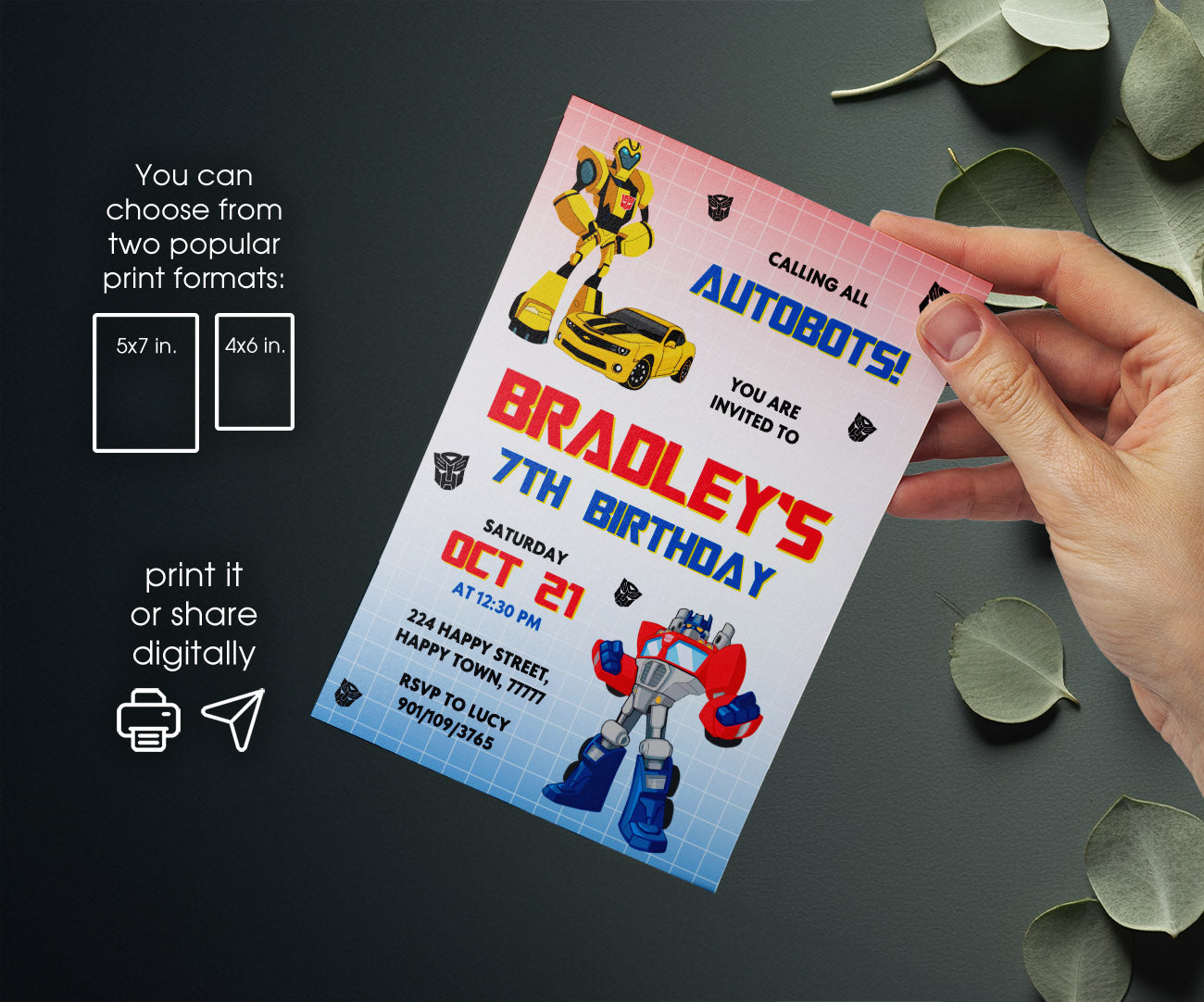 Transformers Rescue Bots customizable invitation template | Share or Print | boy | ED674