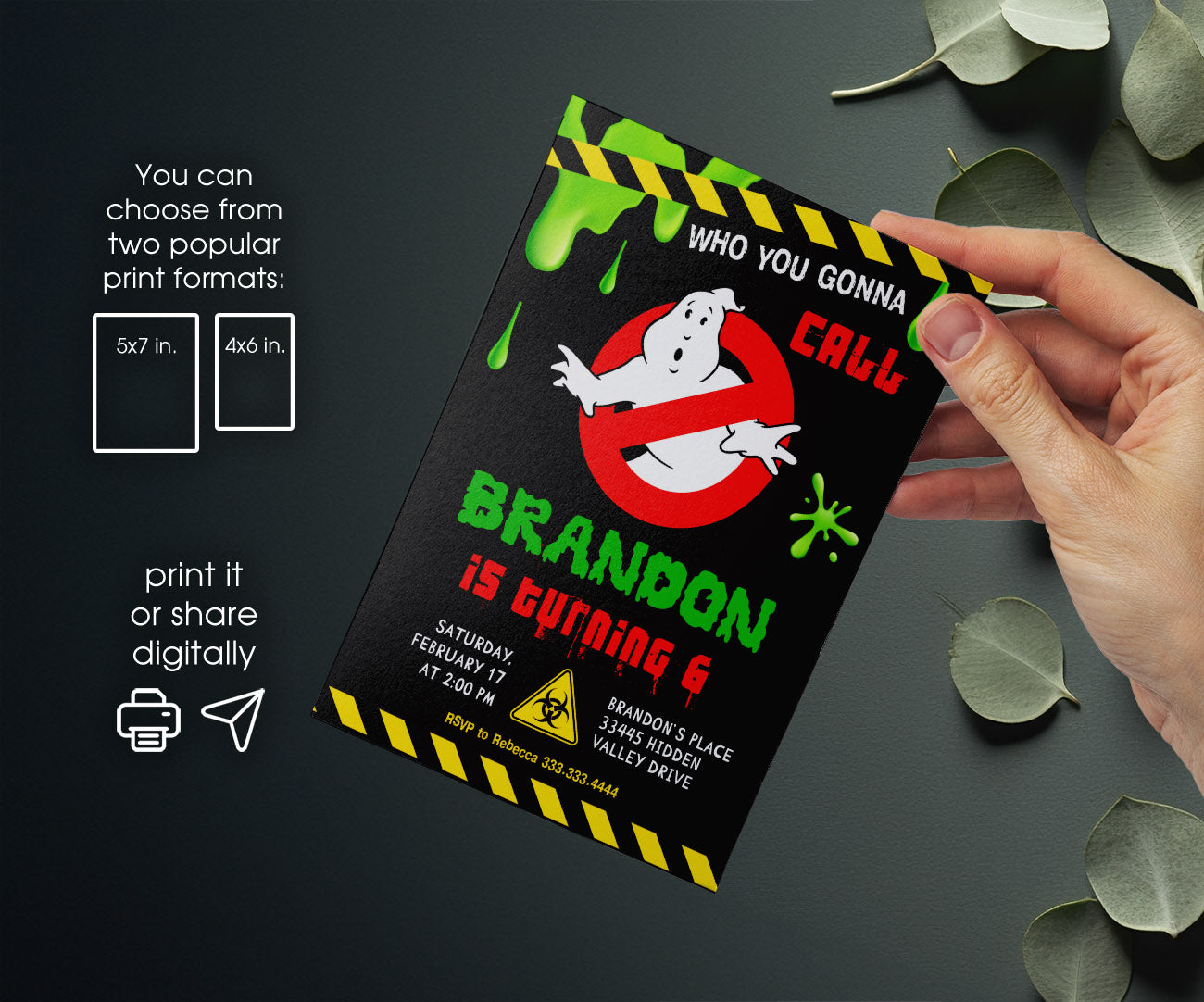Ghostbusters customizable invitation template | Share or Print | TU047