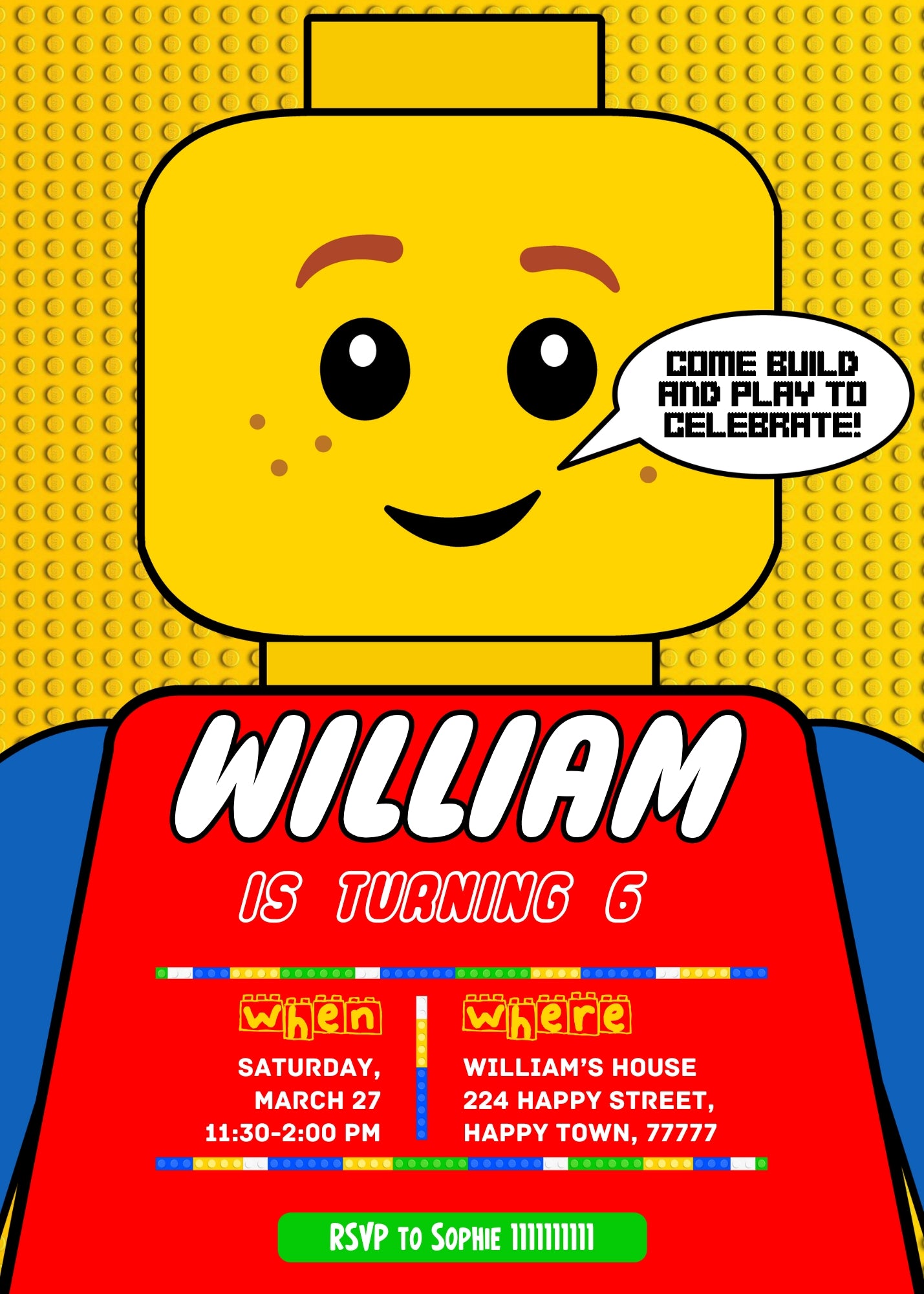 Lego customizable invitation template | Share or Print | QQ280