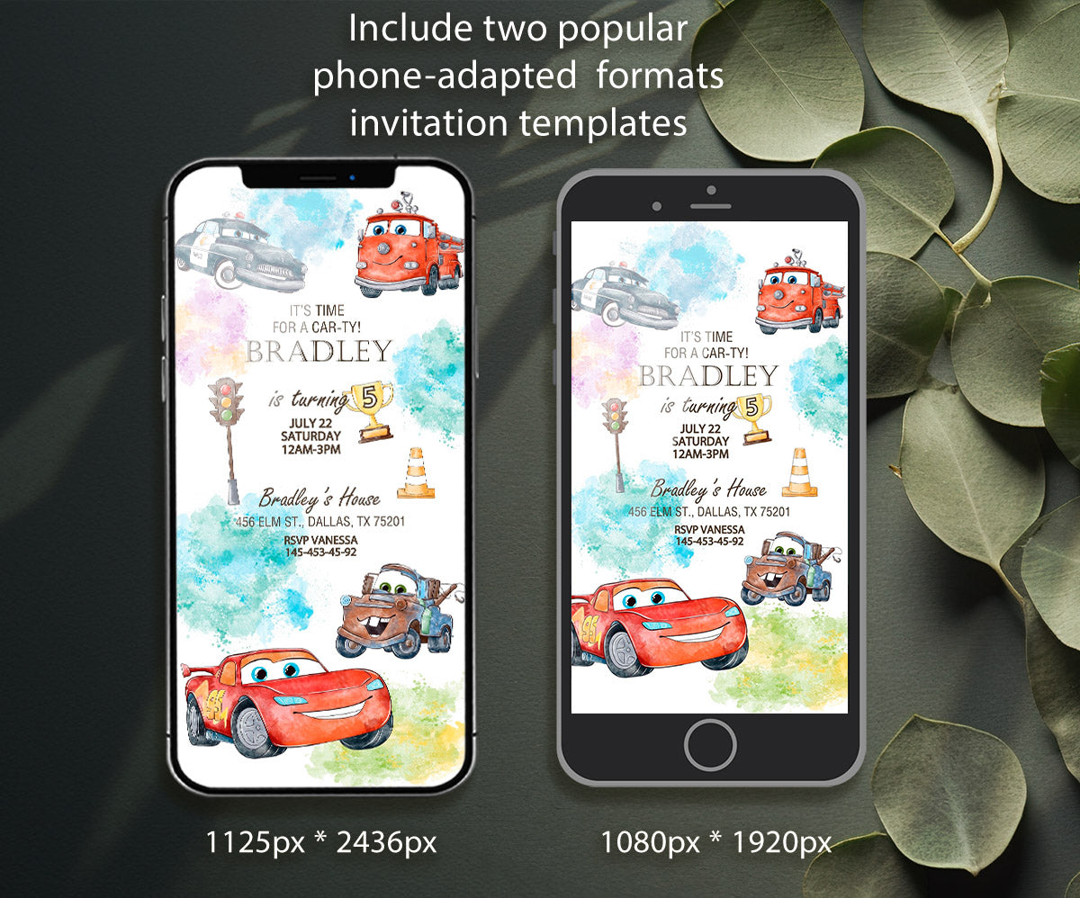 Cars Lightning McQueen customizable invitation template | Share or Print | boy | GW672