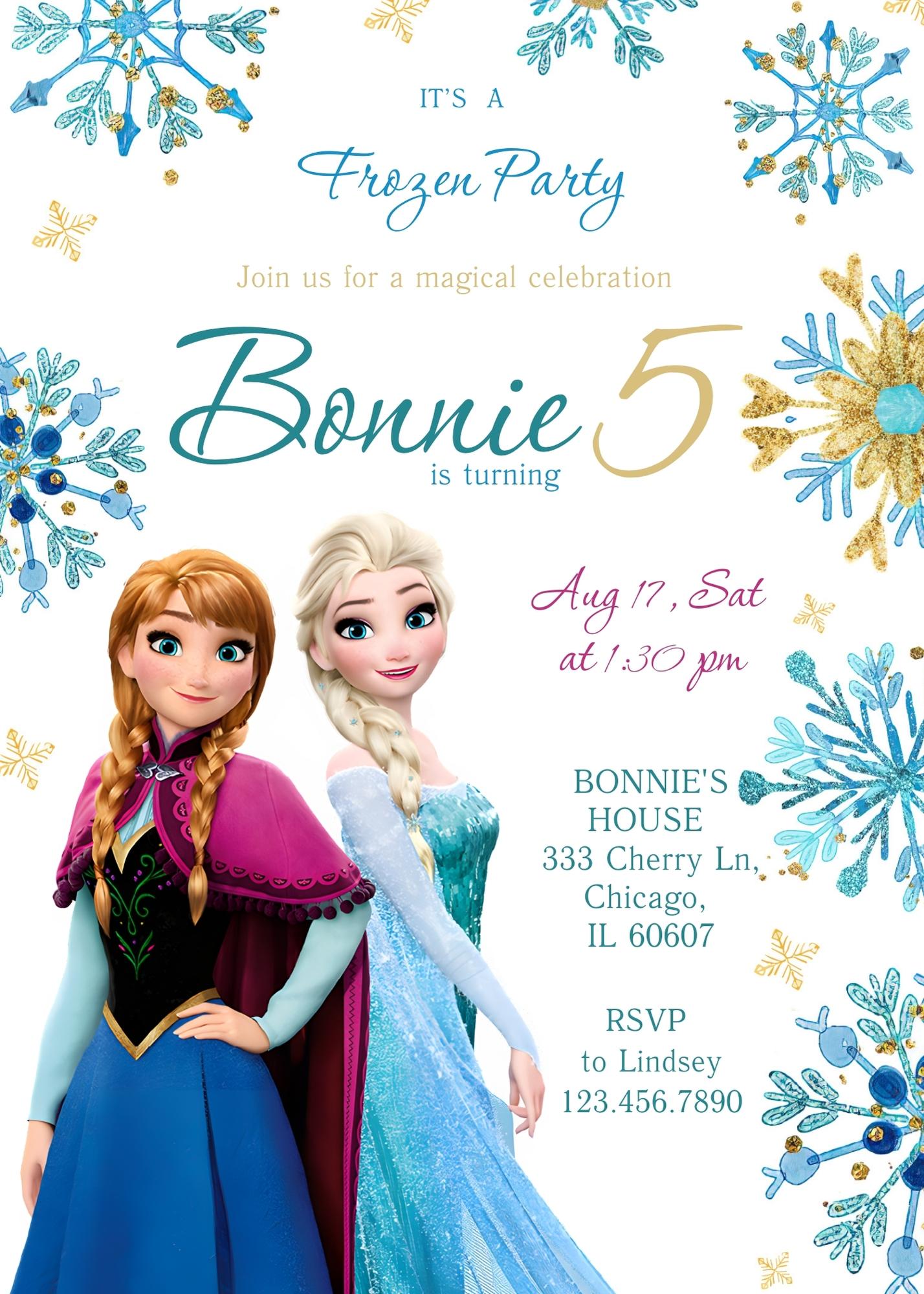 Frozen Elsa customizable invitation template | Share or Print | girl | AN531