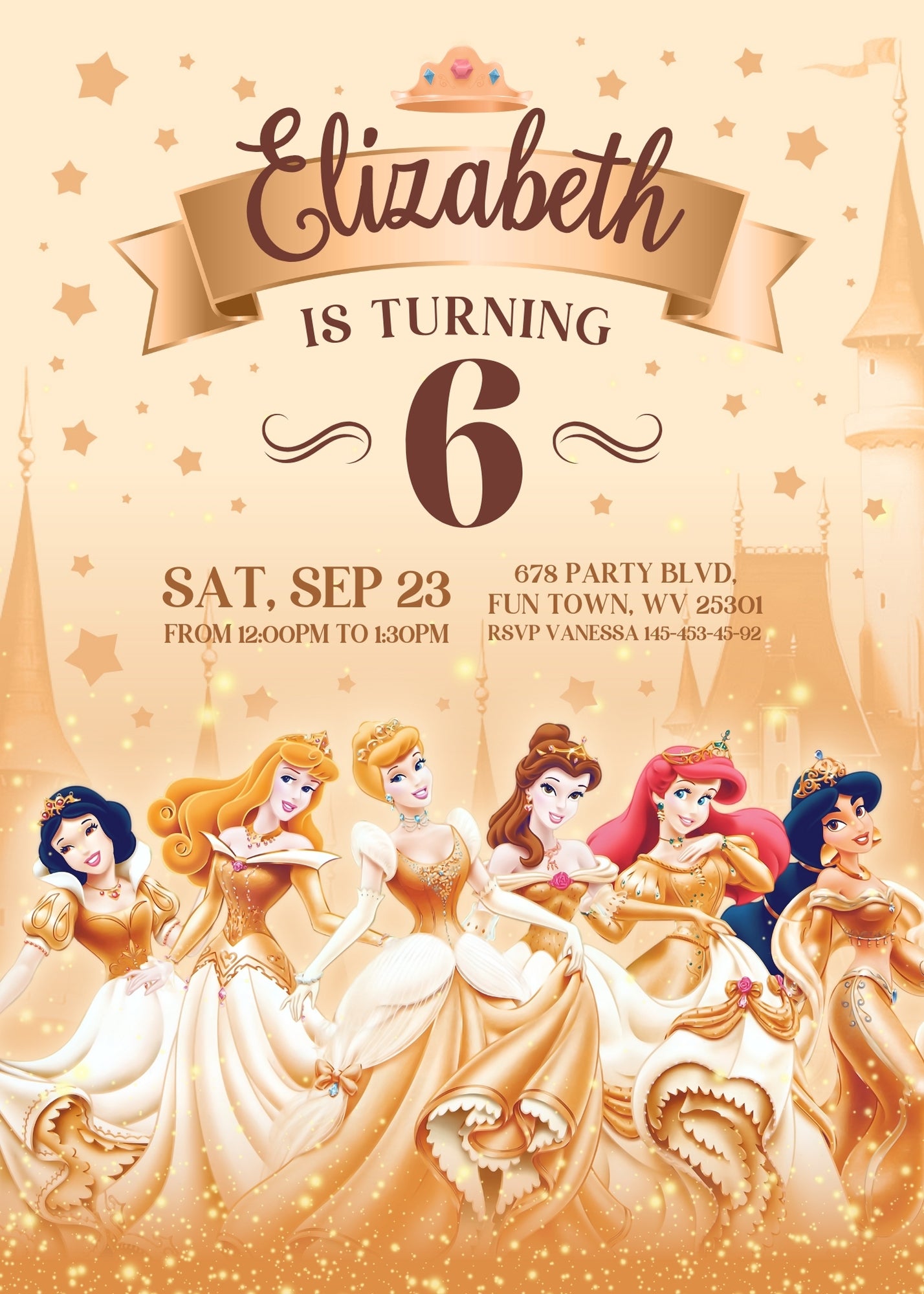 Disney Princess customizable invitation template | Share or Print | girl | YL985
