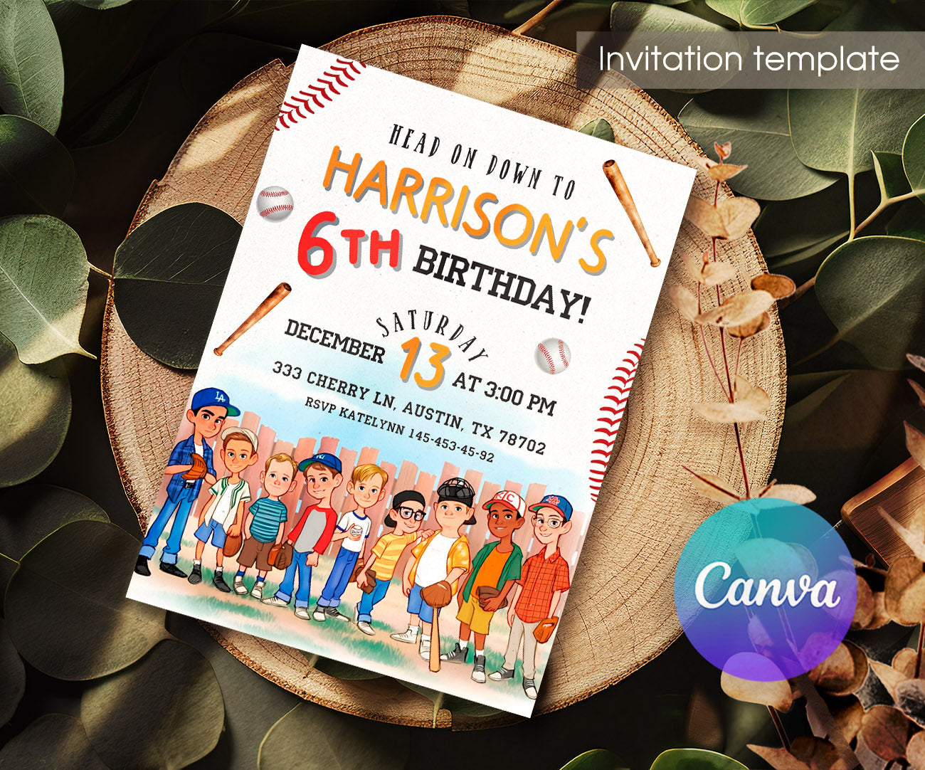 Baseball MLB Sport customizable invitation template | Share or Print | CZ405