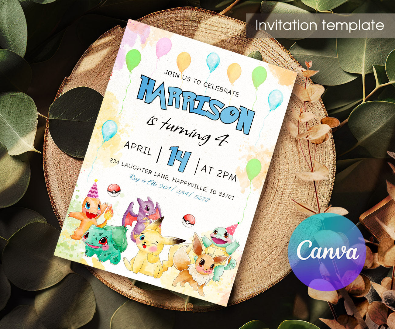 Pokemon Pikachu customizable invitation template | Share or Print | UR870