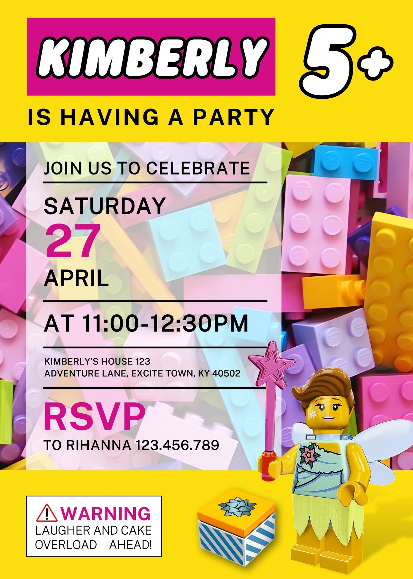 Lego Butterfly Fairy Girl customizable invitation template | Share or Print | girl | MI874