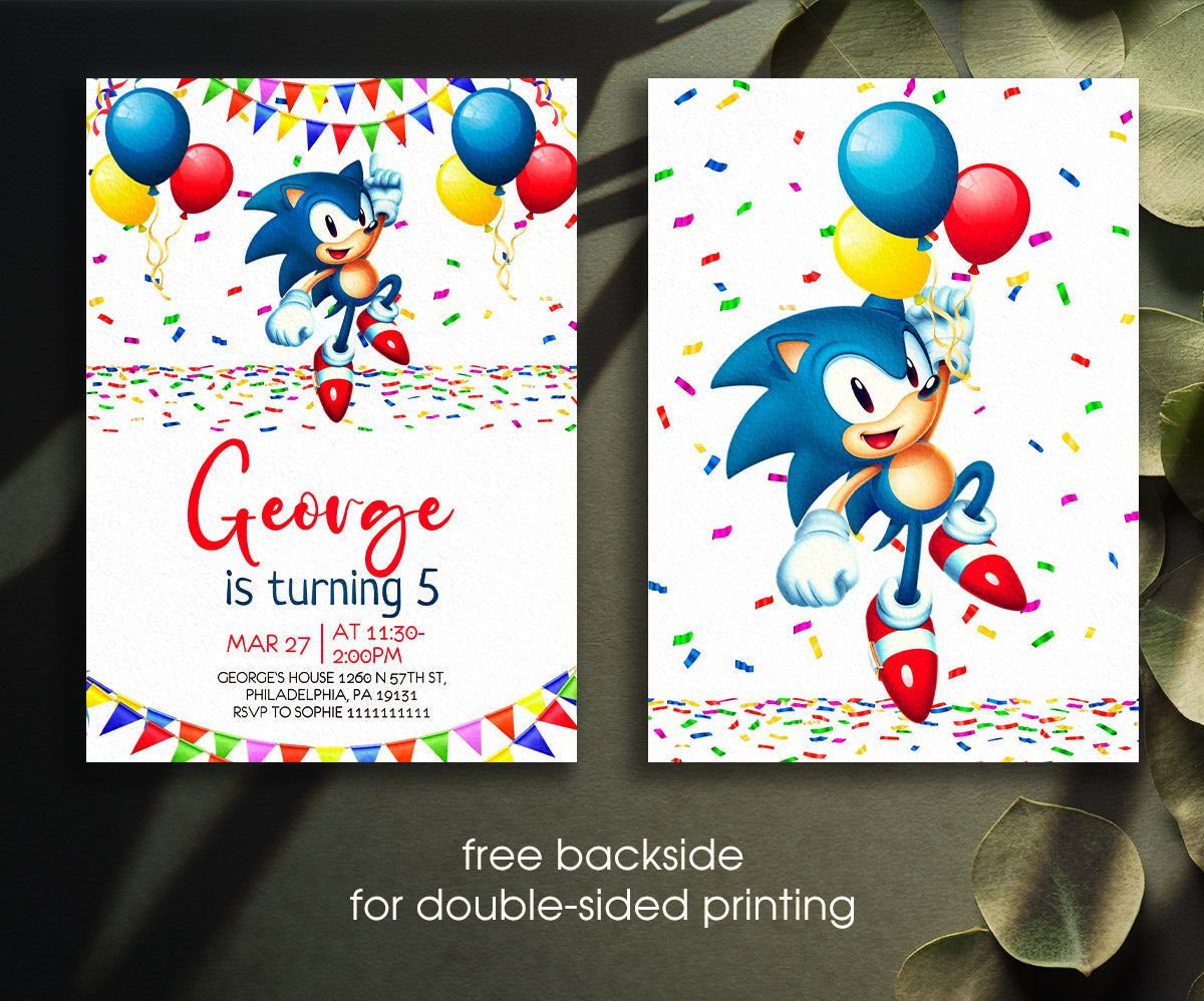 Sonic the Hedgehog customizable invitation template | Share or Print | XE275