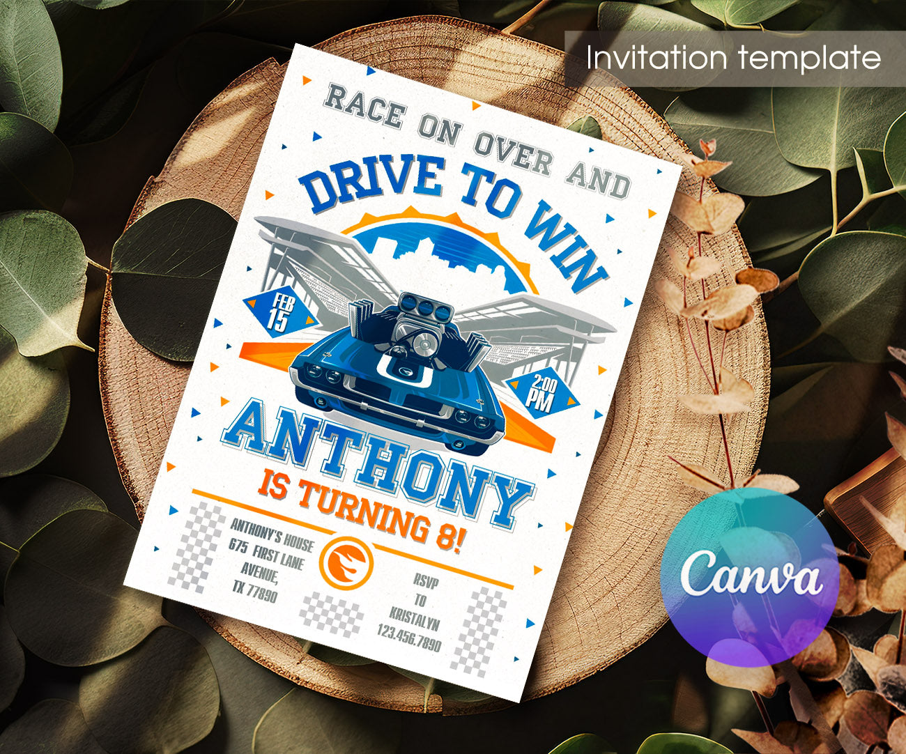 Hot Wheels Racing customizable invitation template | Share or Print | boy | AB743
