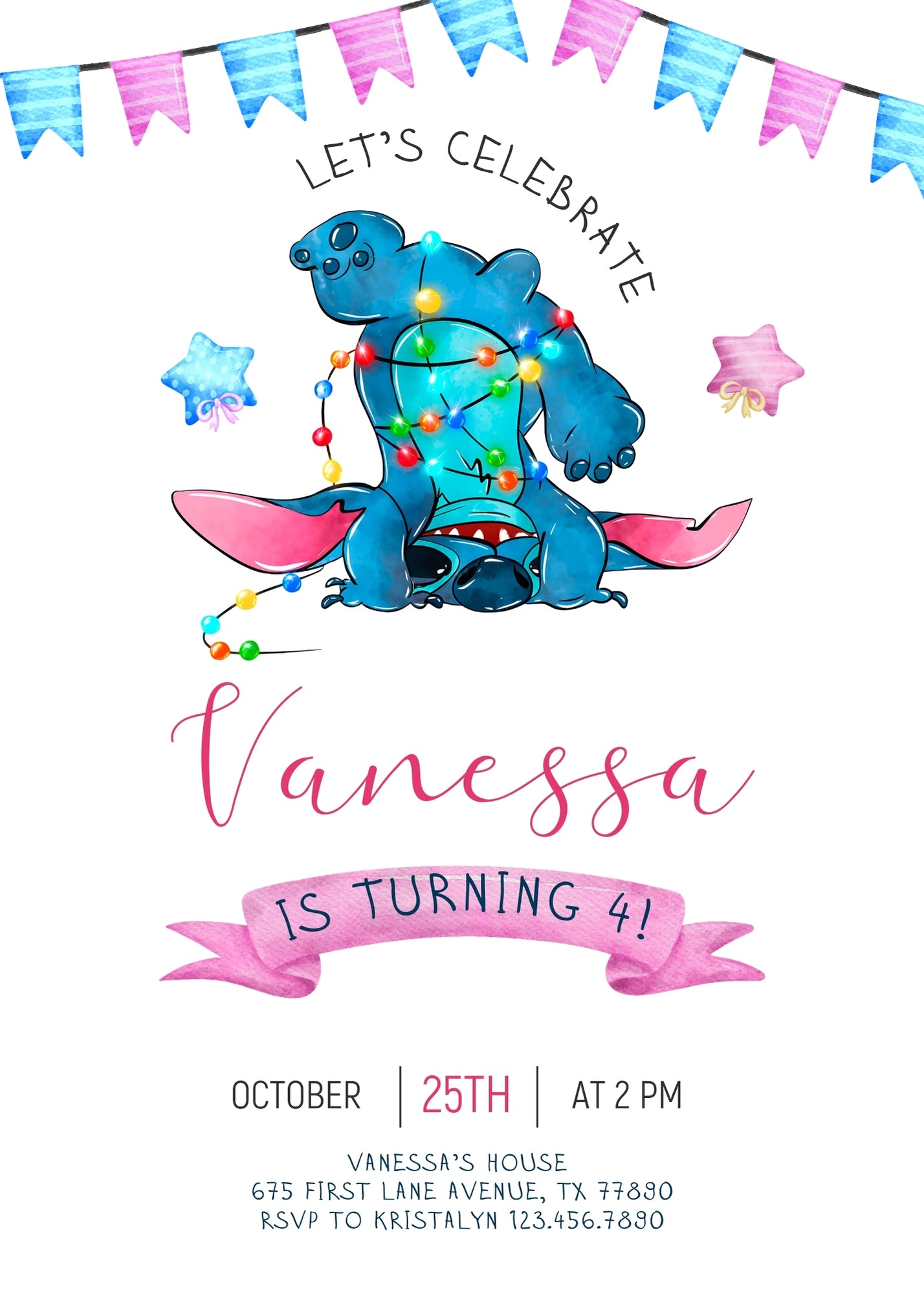 Lilo & Stitch Aloha customizable invitation template | Share or Print | JB852