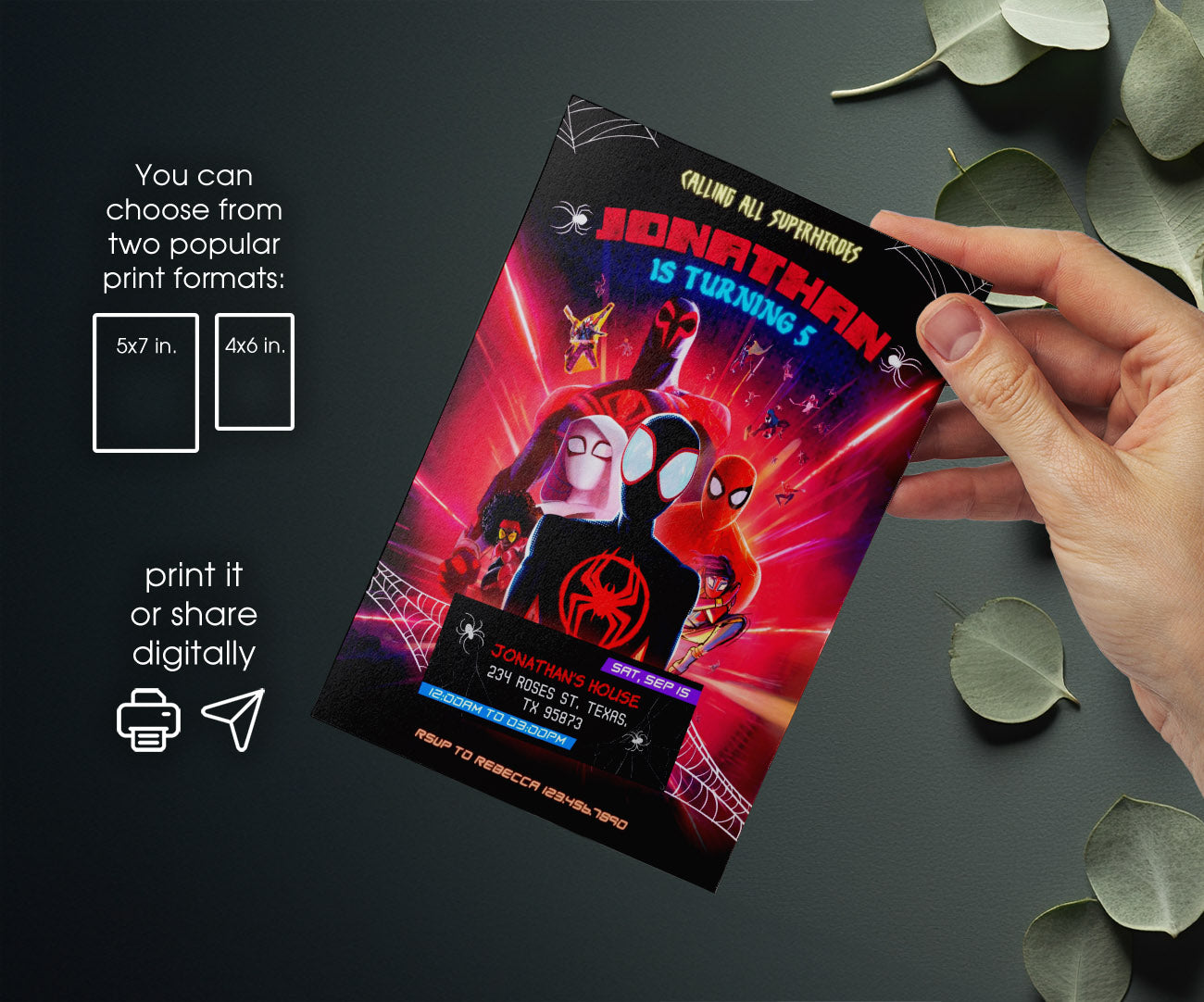Spider Man Across the Spider-Verse customizable invitation template | Share or Print | boy | HH471