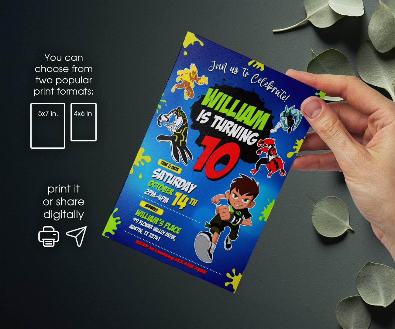Ben 10 Alien Force customizable invitation template | Share or Print | boy | QF815
