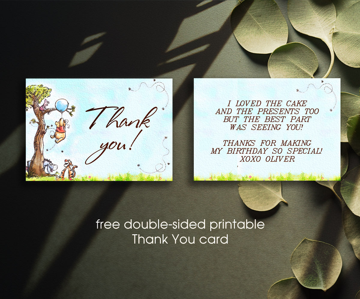 Winnie the Pooh customizable invitation template | Share or Print | QT388