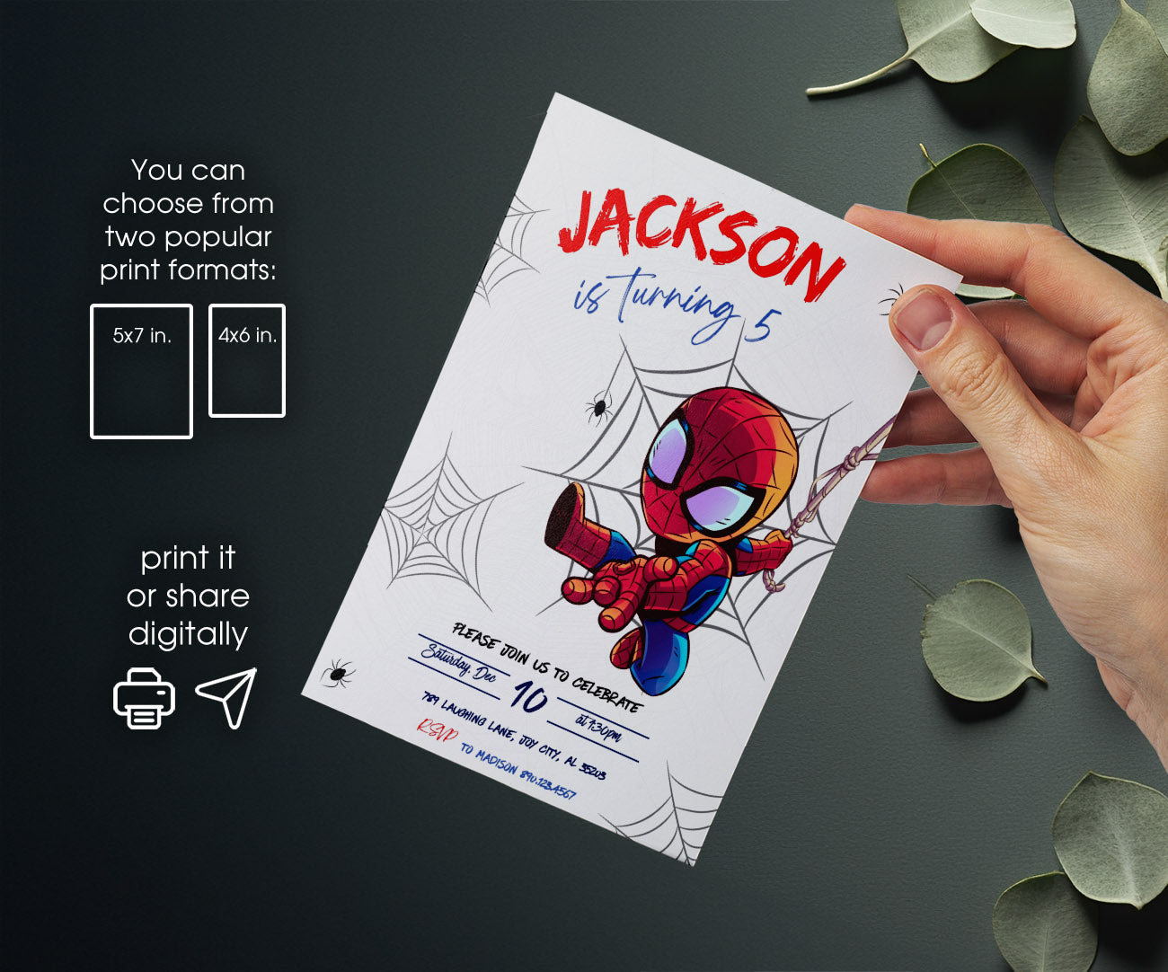 Spidey and His Amazing Friends customizable invitation template | Share or Print | boy | EA925