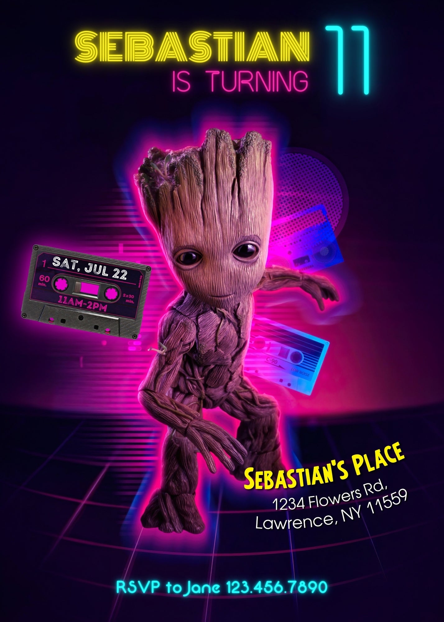 Groot Guardians of the Galaxy Superhero customizable invitation template | Share or Print | EK607