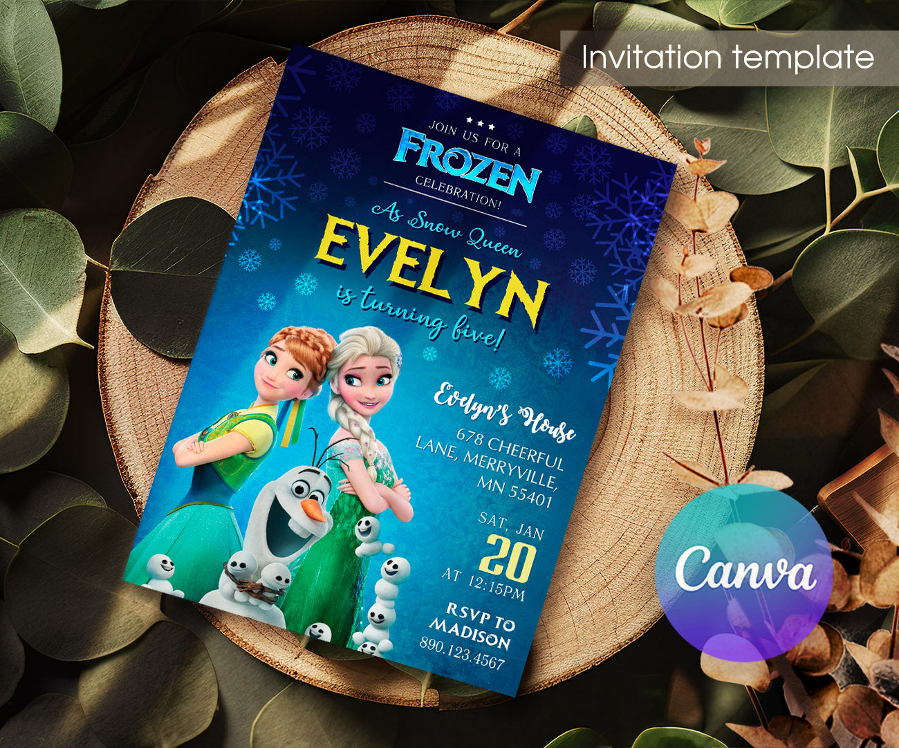 Frozen Elsa customizable invitation template | Share or Print | girl | OV361