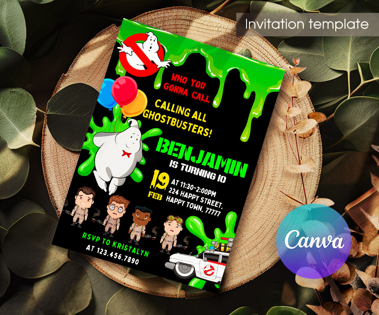 Ghostbusters customizable invitation template | Share or Print | PI124