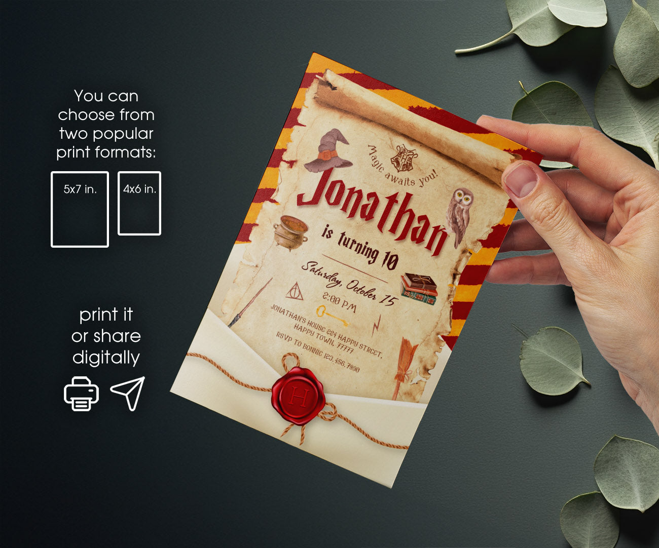 Harry Potter customizable invitation template | Share or Print | OR800