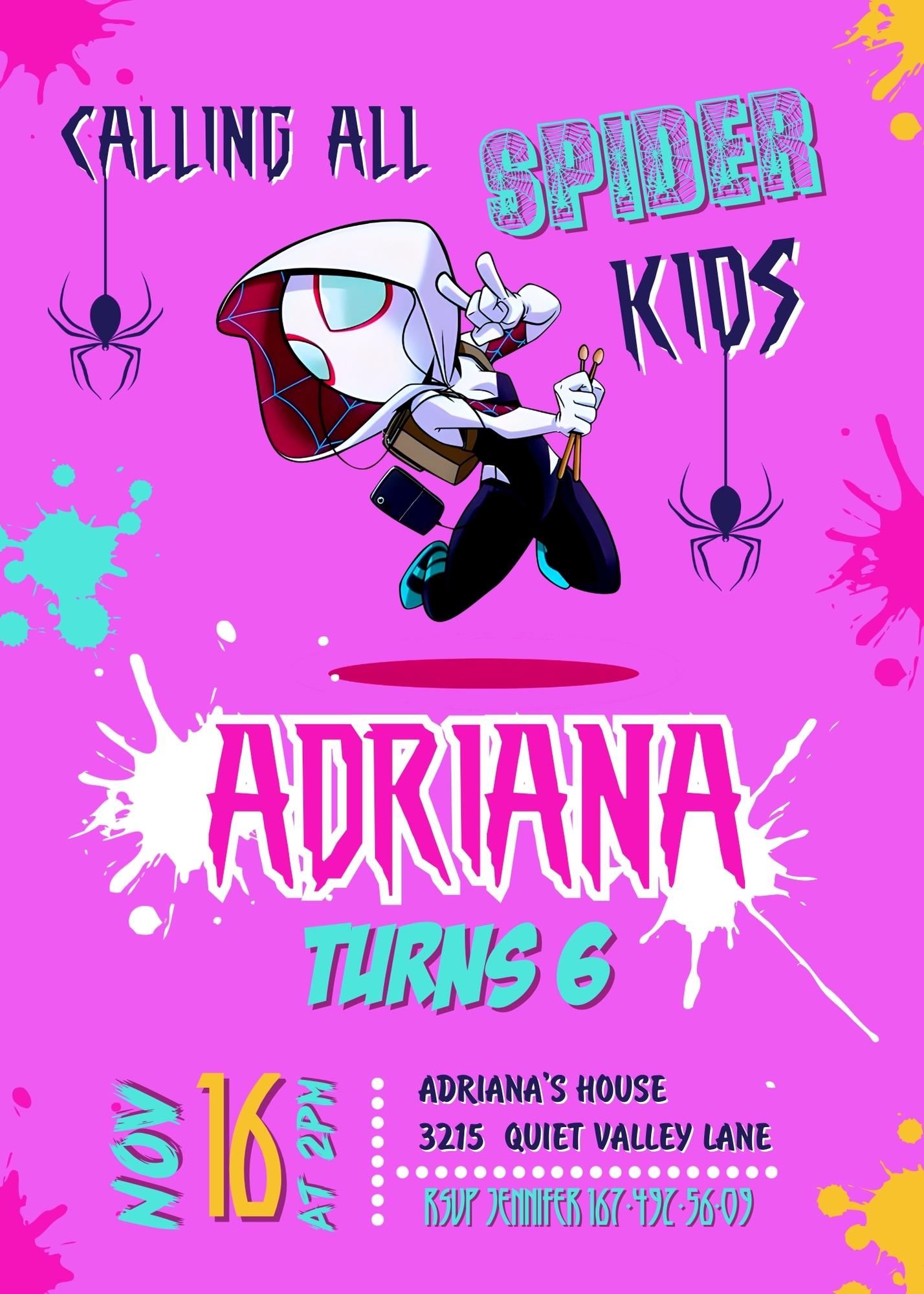 Spider Gwen Ghost Spidey customizable invitation template | Share or Print | girl | YC140