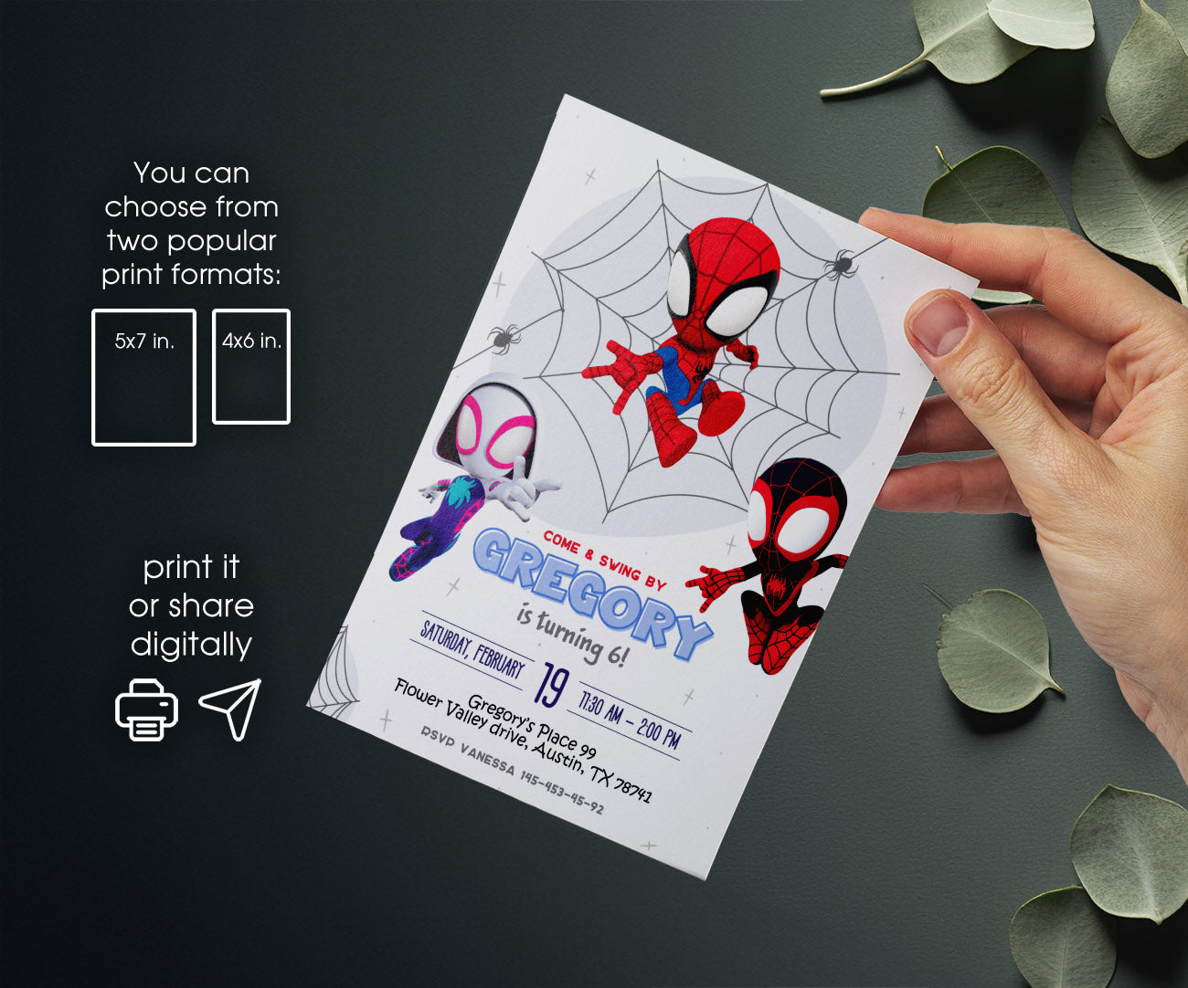 Spidey and His Amazing Friends customizable invitation template | Share or Print | boy | NT248