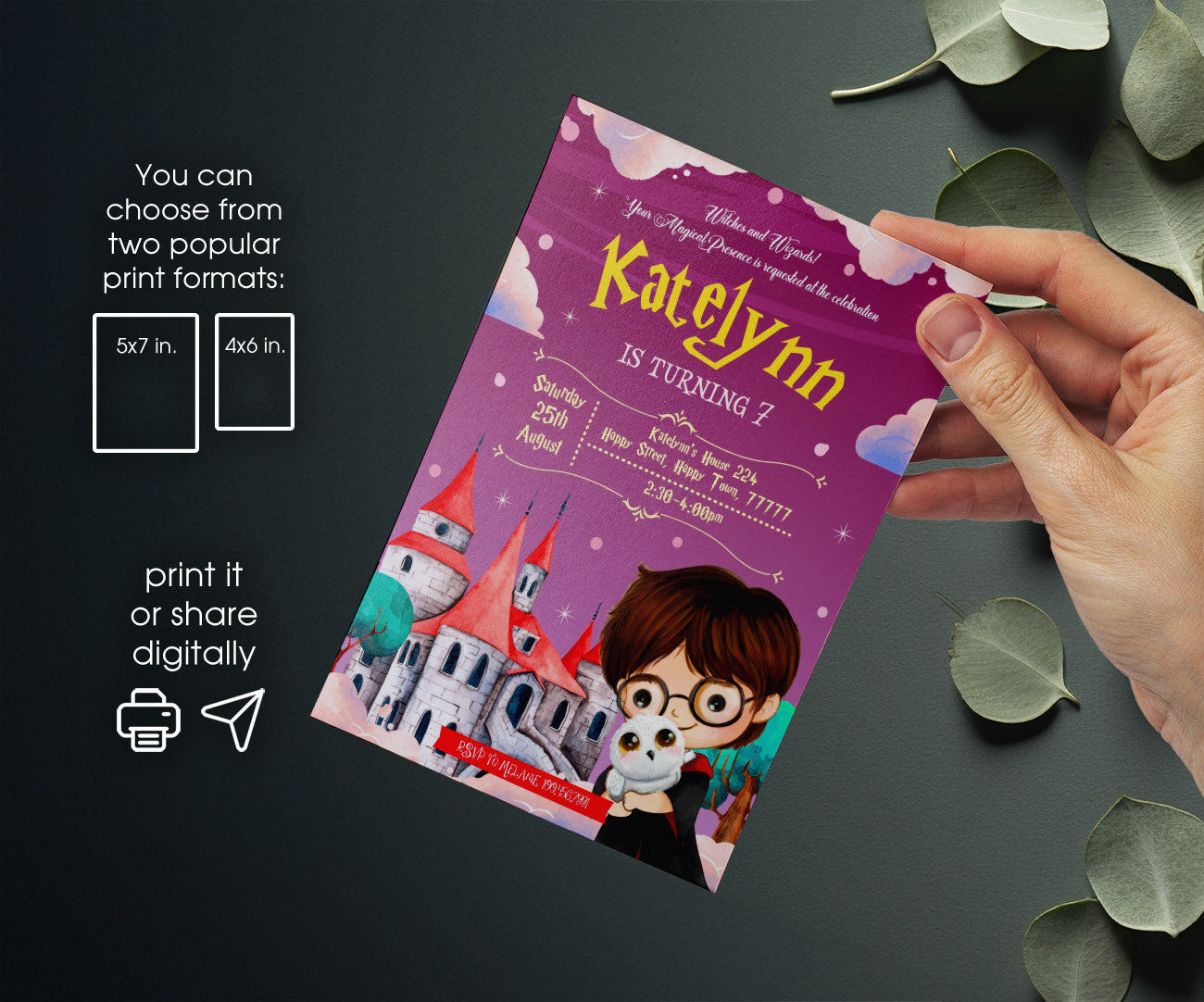 Harry Potter customizable invitation template | Share or Print | HO567