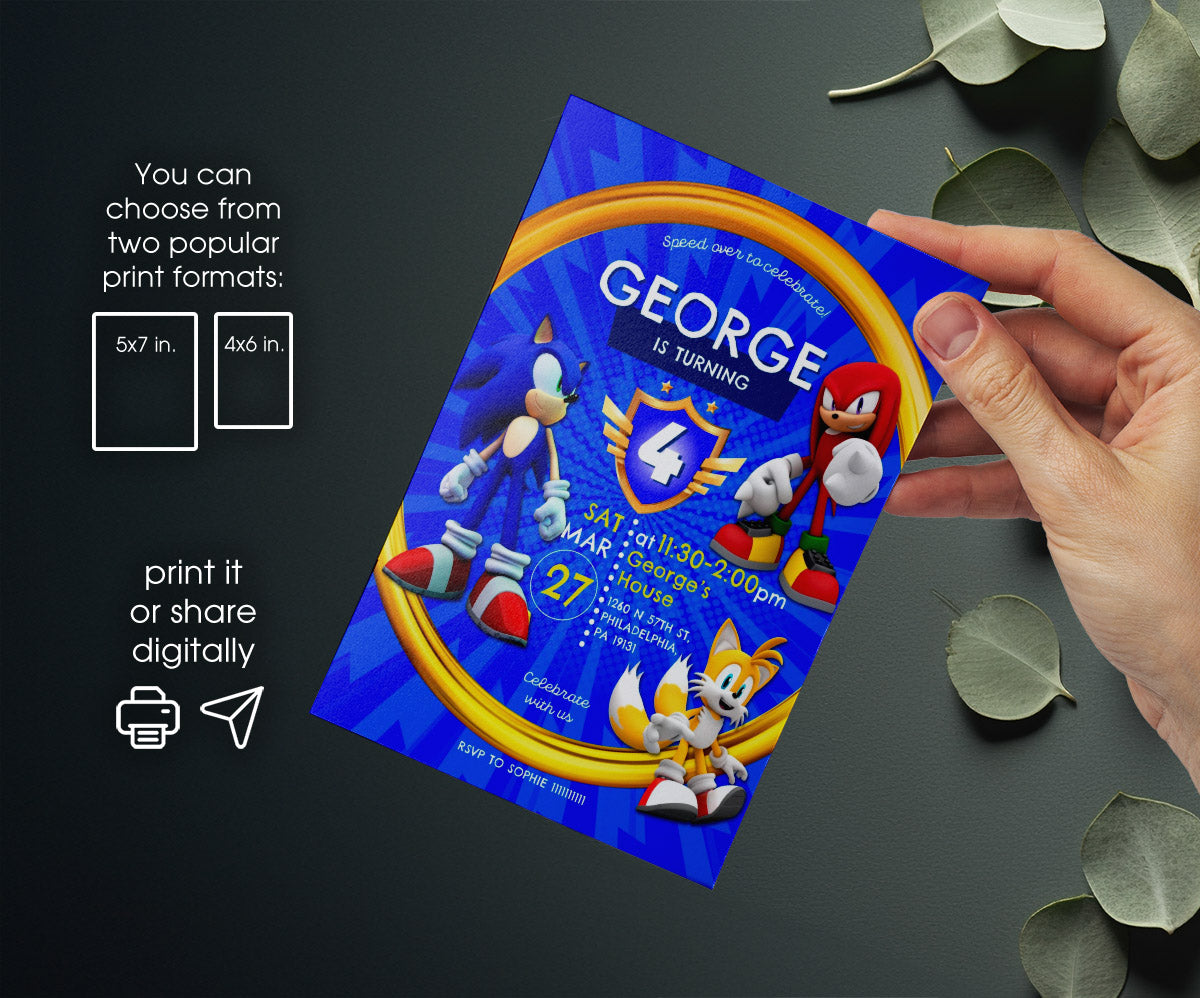 Sonic the Hedgehog customizable invitation template | Share or Print | SB535