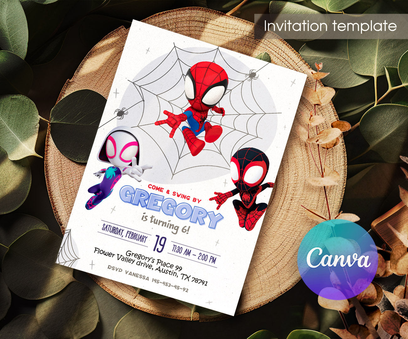 Spidey and His Amazing Friends customizable invitation template | Share or Print | boy | NT248
