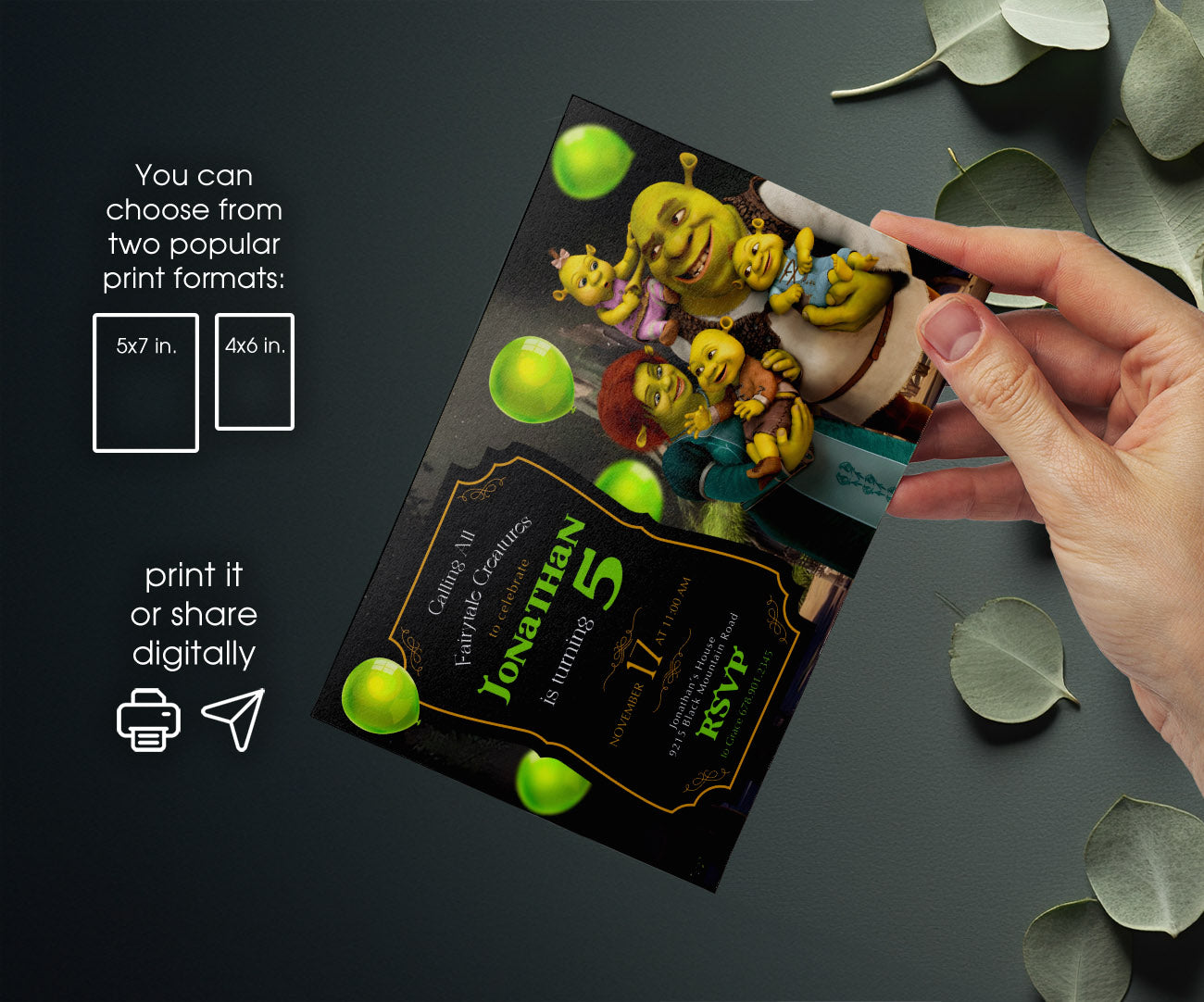 Shrek customizable invitation template | Share or Print | DU811