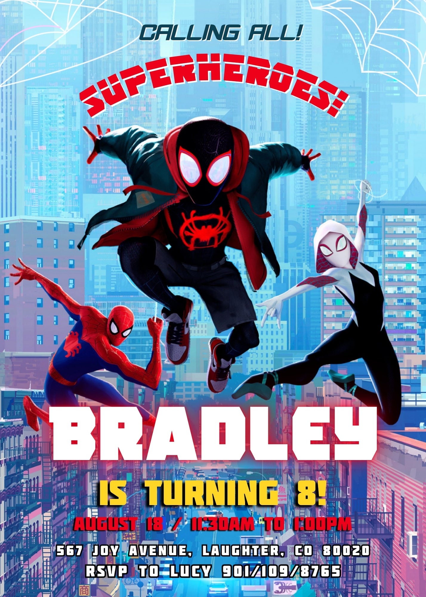 Spider Man Across the Spider-Verse customizable invitation template | Share or Print | boy | GV699