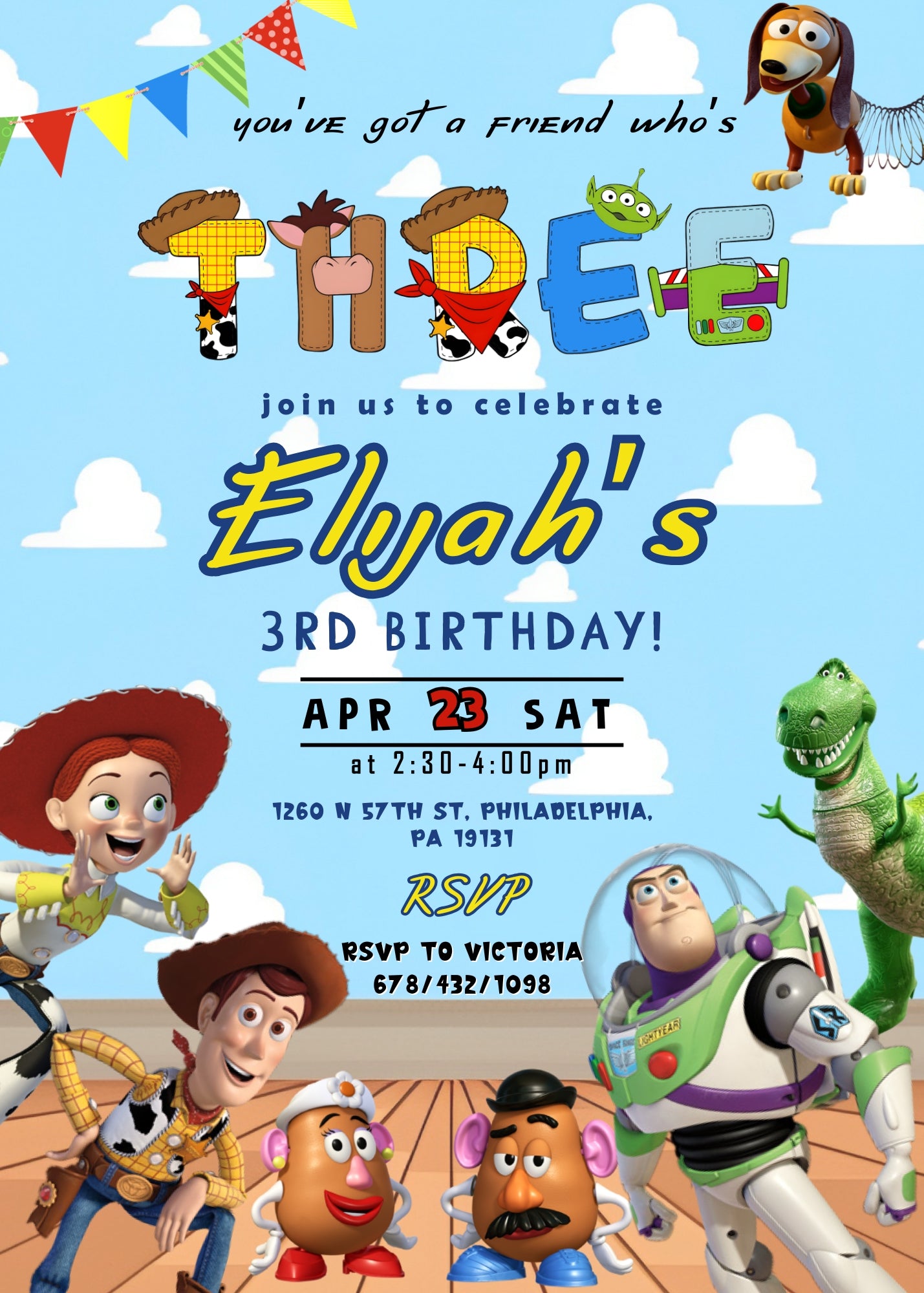 Toy Story Woody customizable invitation template | Share or Print | JD864