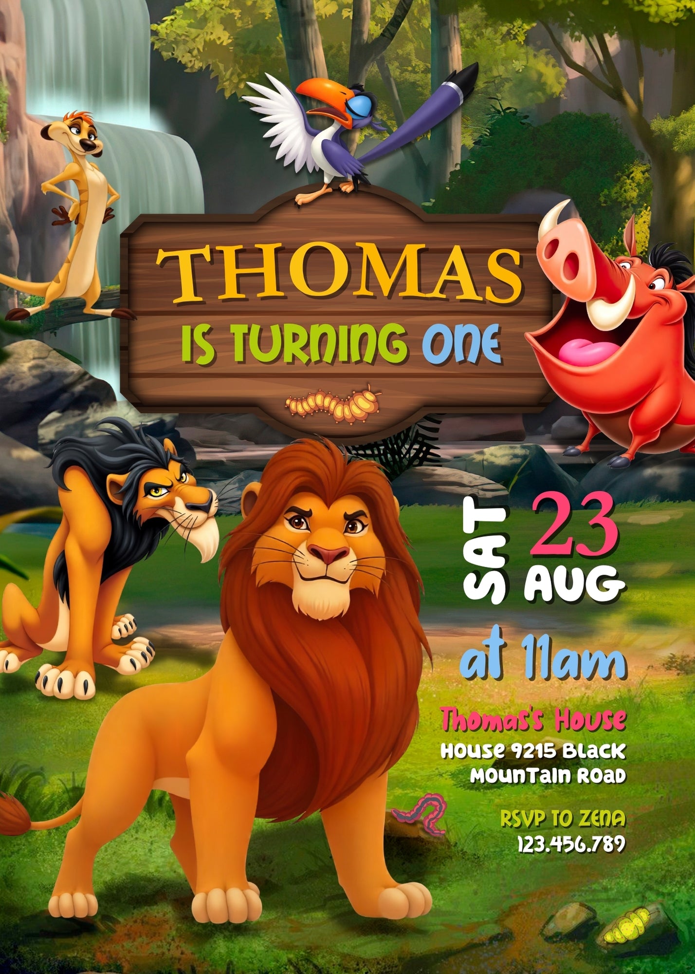 Lion King Simba customizable invitation template | Share or Print | PY031