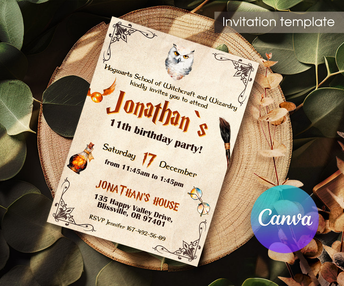 Harry Potter customizable invitation template | Share or Print | SB662