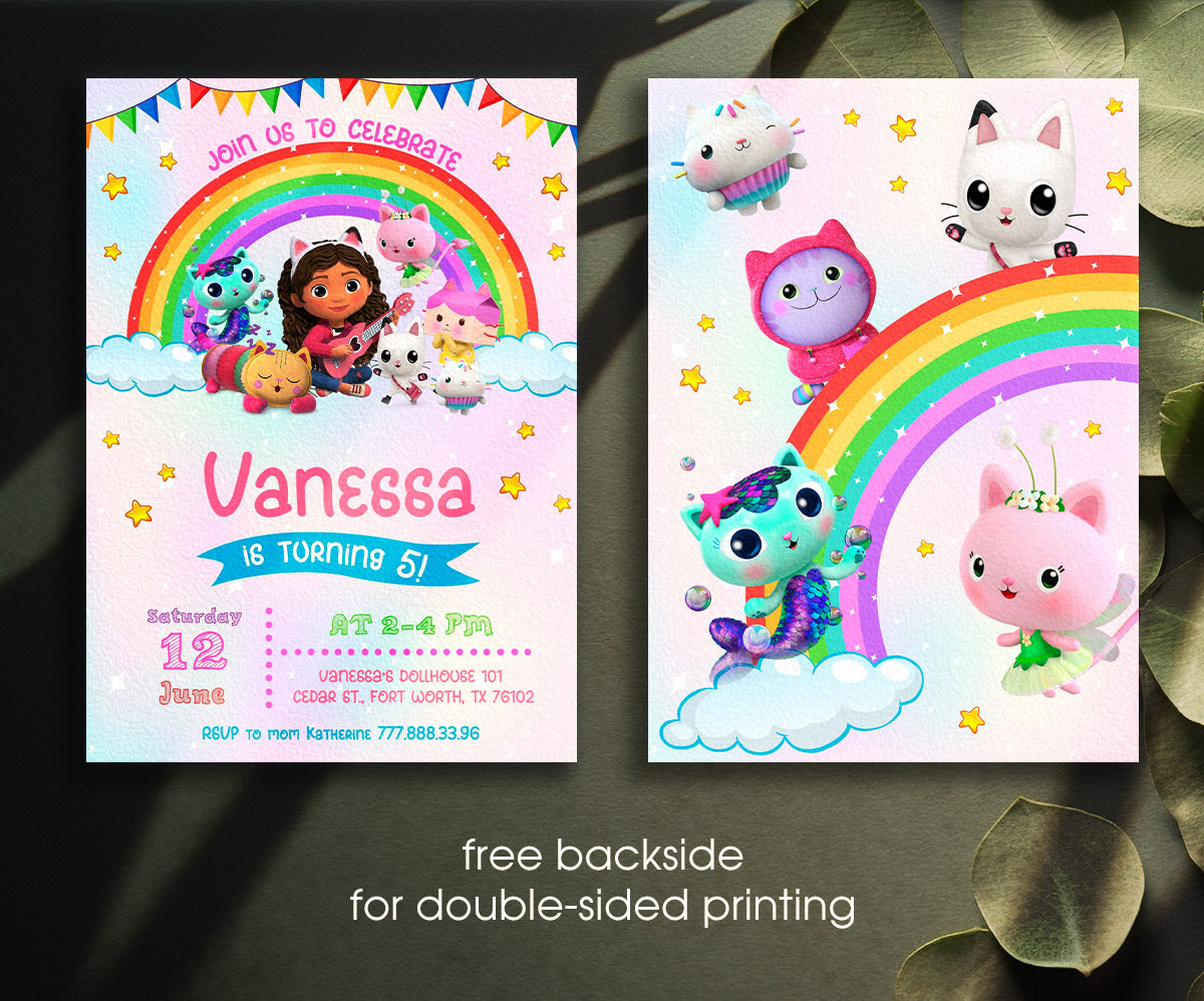 Gabby's Dollhouse Kitten customizable invitation template | Share or Print | girl | SP061