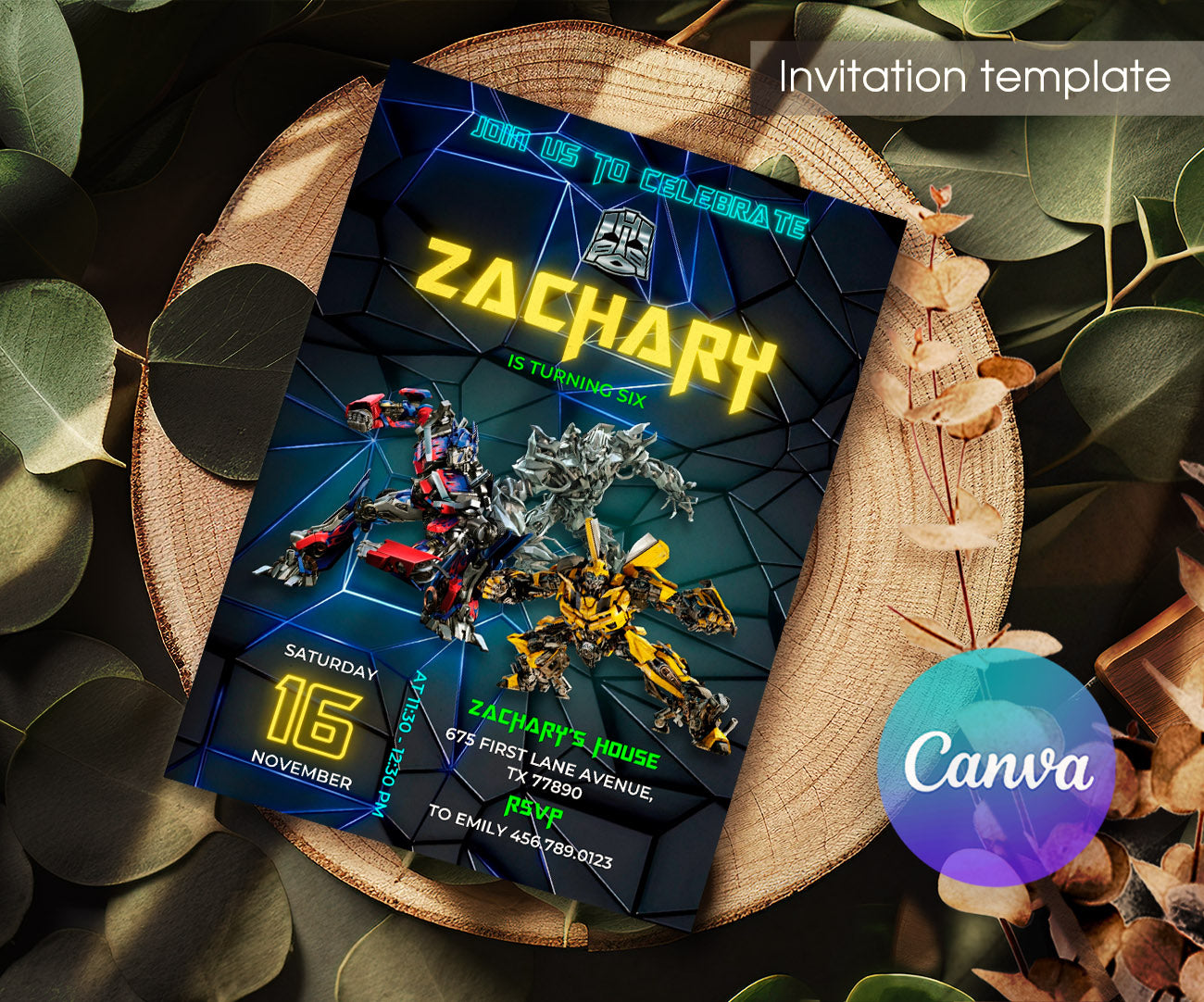 Transformers Rescue Bots customizable invitation template | Share or Print | boy | GO095