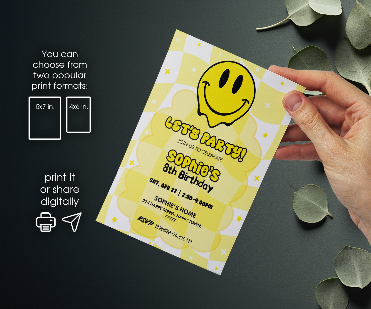 Smiley Face customizable invitation template | Share or Print | PZ213