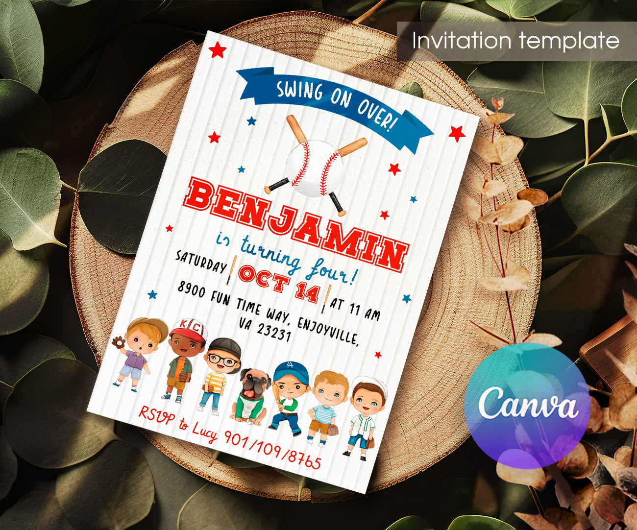 Baseball MLB Sport customizable invitation template | Share or Print | LG493