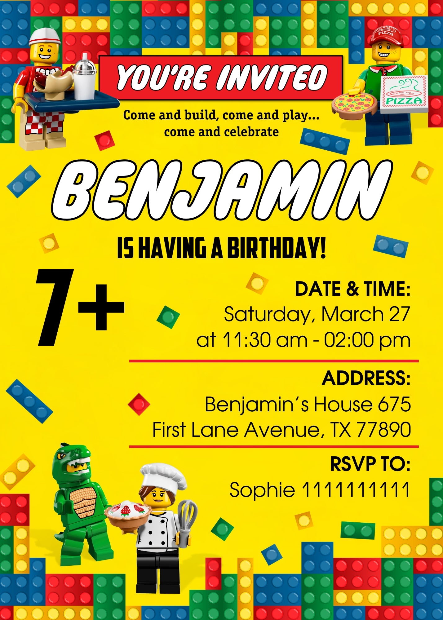 Lego Minifigures customizable invitation template | Share or Print | CO171