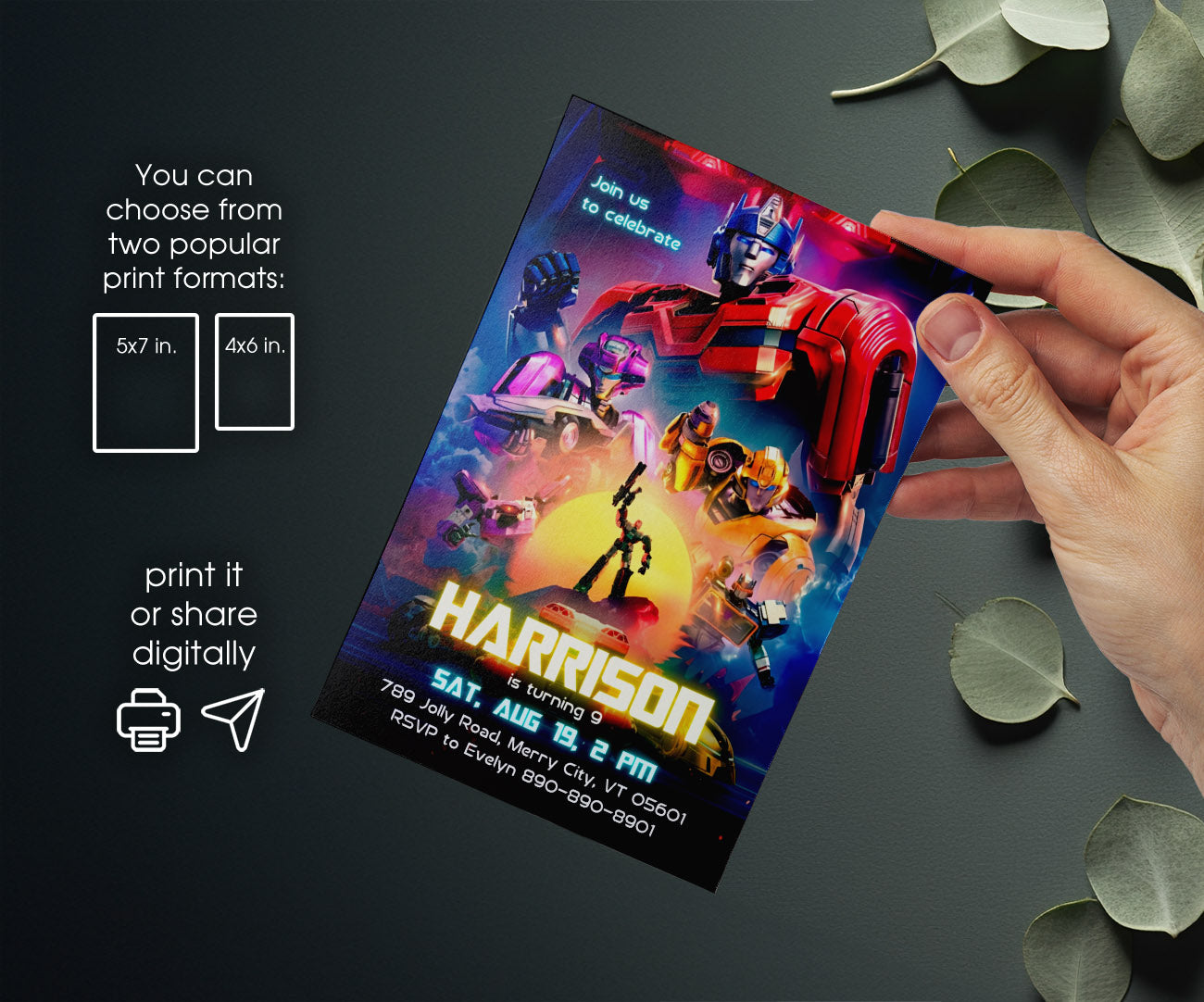 Transformers Rescue Bots customizable invitation template | Share or Print | boy | BO988