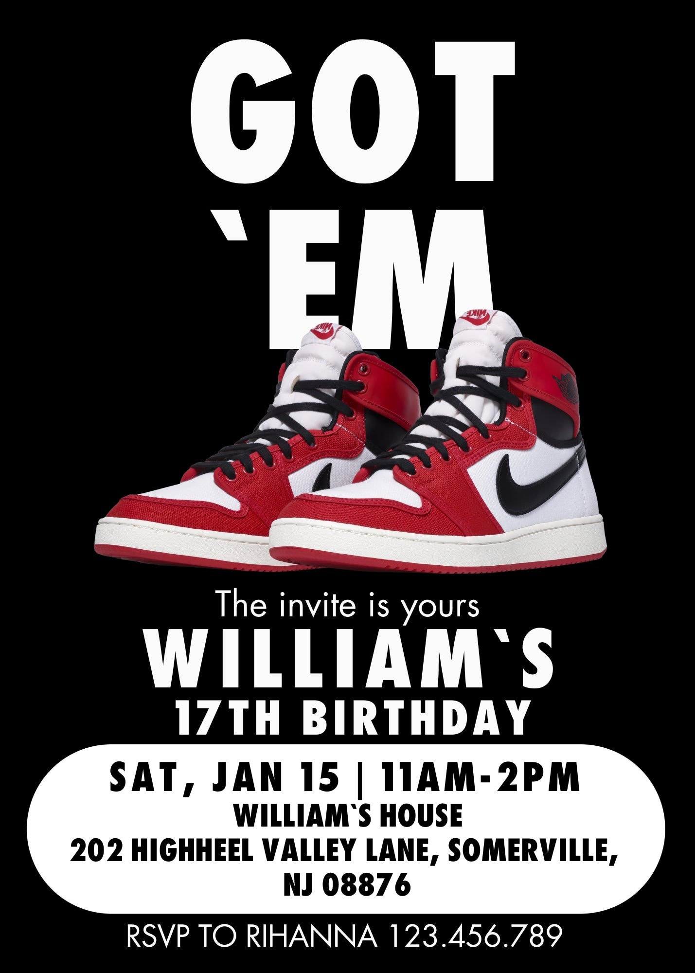 Sneaker Ball Air Jordan Nike customizable invitation template | Share or Print | YB678