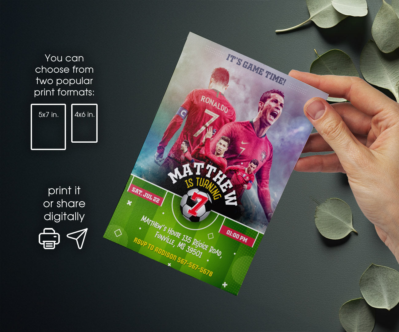 Ronaldo Fifa Soccer customizable invitation template | Share or Print | IM484