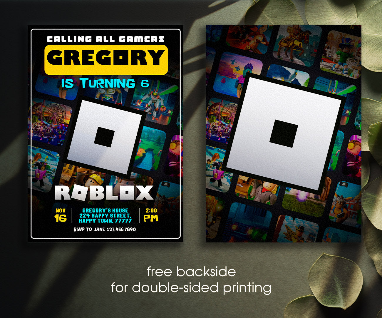 Roblox Gamer customizable invitation template | Share or Print | CC694