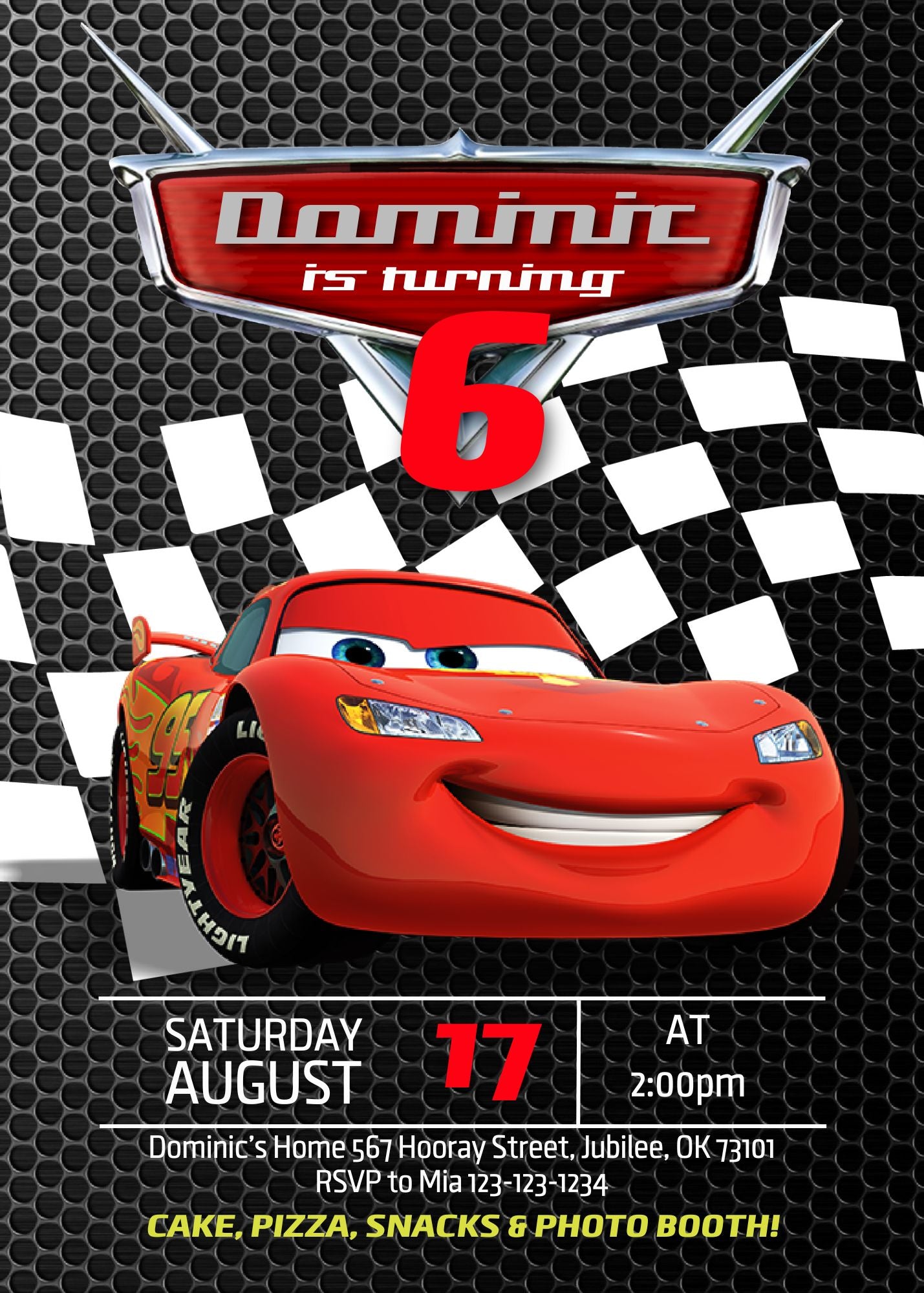 Cars Lightning McQueen customizable invitation template | Share or Print | boy | BO191