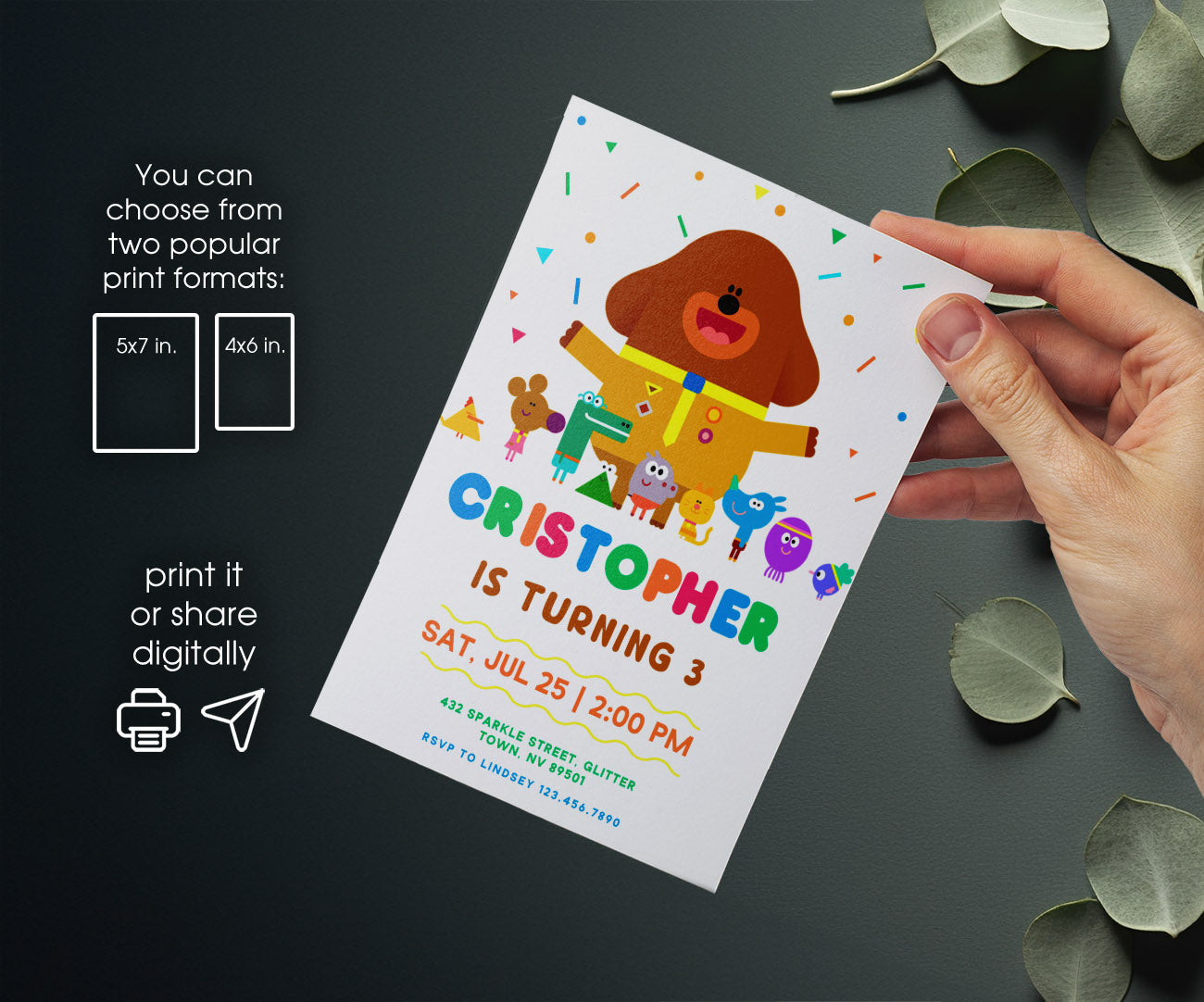 Hey Duggee customizable invitation template | Share or Print | NI942
